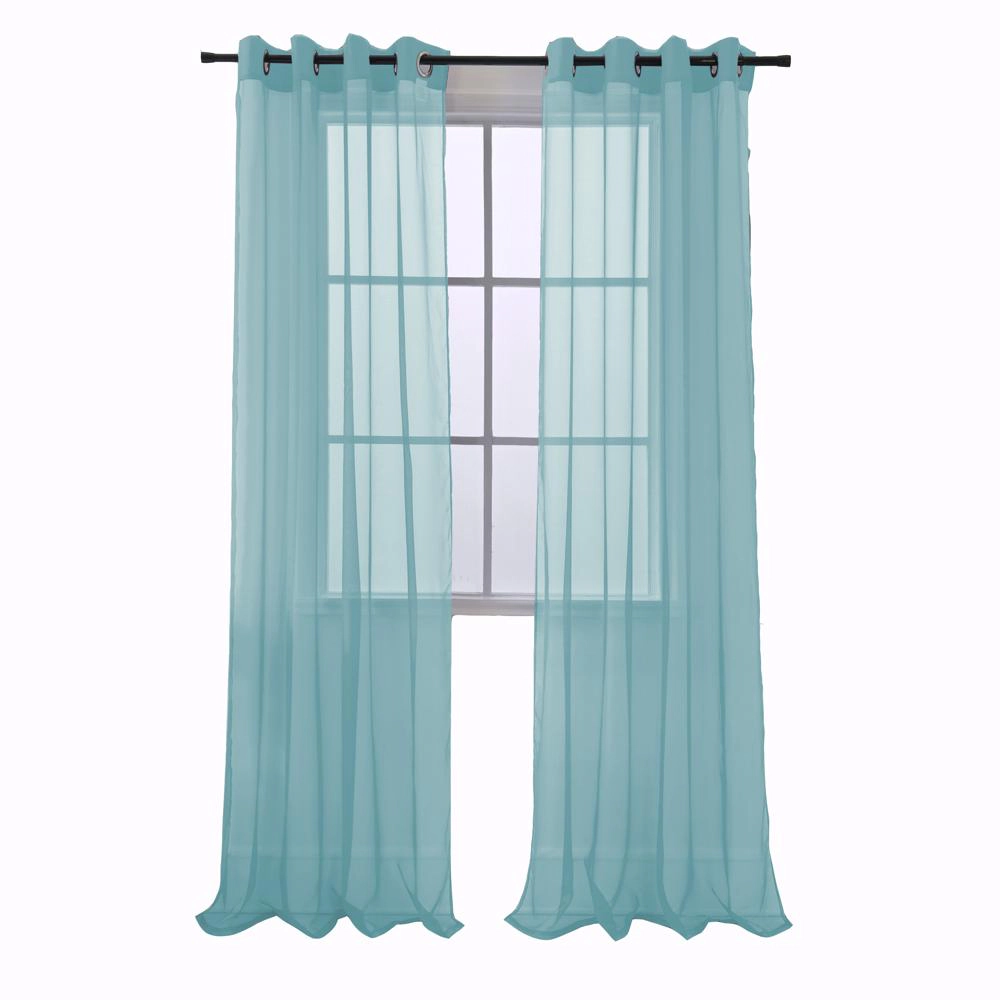 RT Designers Collection Cara One Sheer Grommet Light Filtering Curtain Panel 54" x 90" Aqua