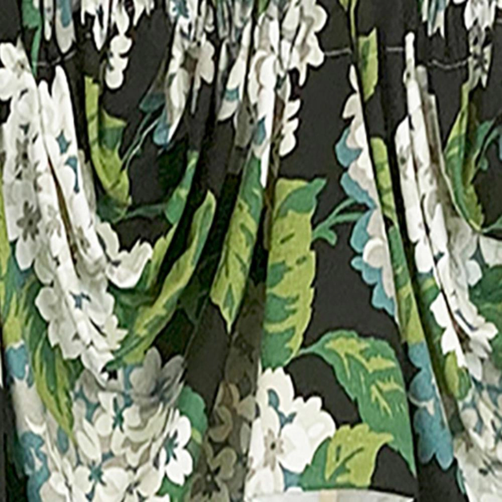RLF Home Hydrangea Empire Valance Tuxedo Black 2-Scoop . 54"W X 25"L For windows up to 48"W