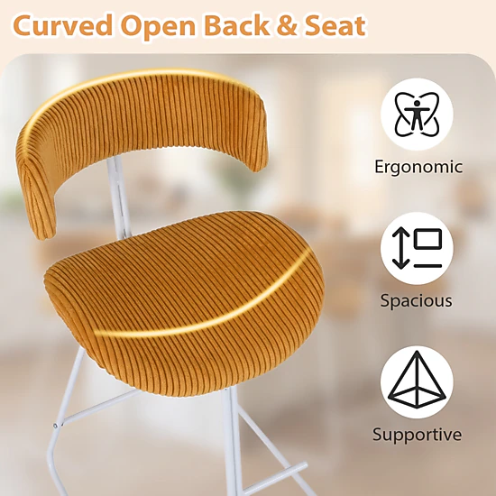 Glintex 2-Piece 25-Inch Armless Counter Stool Set with Corduroy Open ...