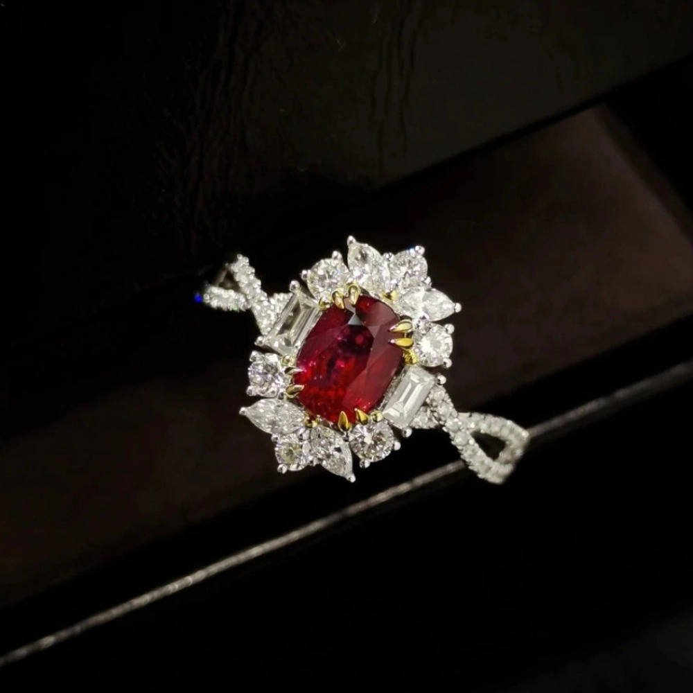 Wardrobe Whimsy Oval‑Cut Cubic Zirconia Floral Halo Twisted Split Shank Ring