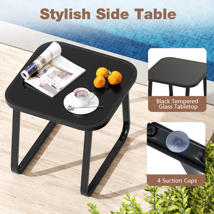 Hivvago 3-Piece Outdoor Glider Bistro Set With Tempered Glass Top And Metal Frame