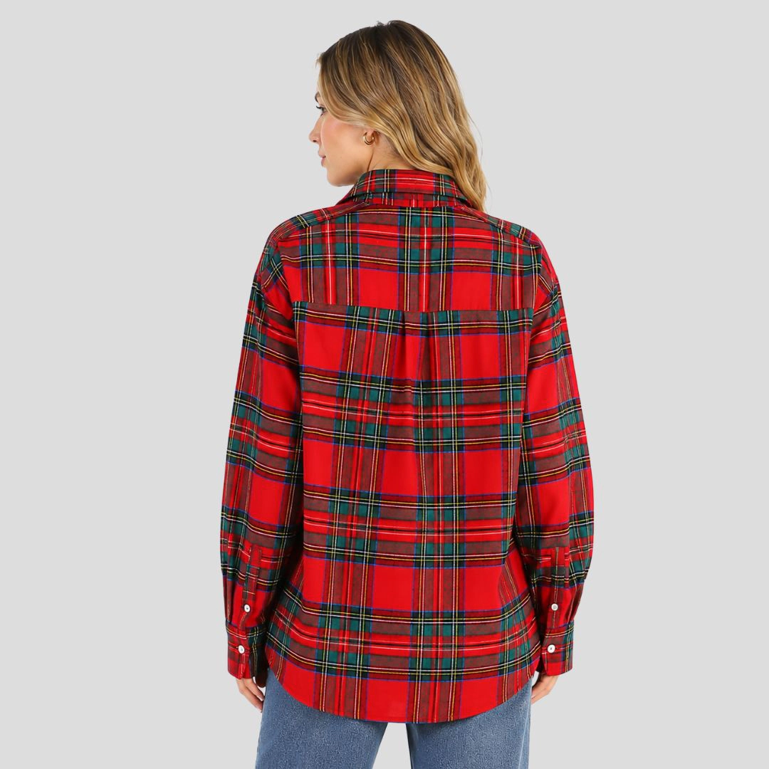 Artyska Women’s Oversized Plaid Button-Down Flannel Shirt