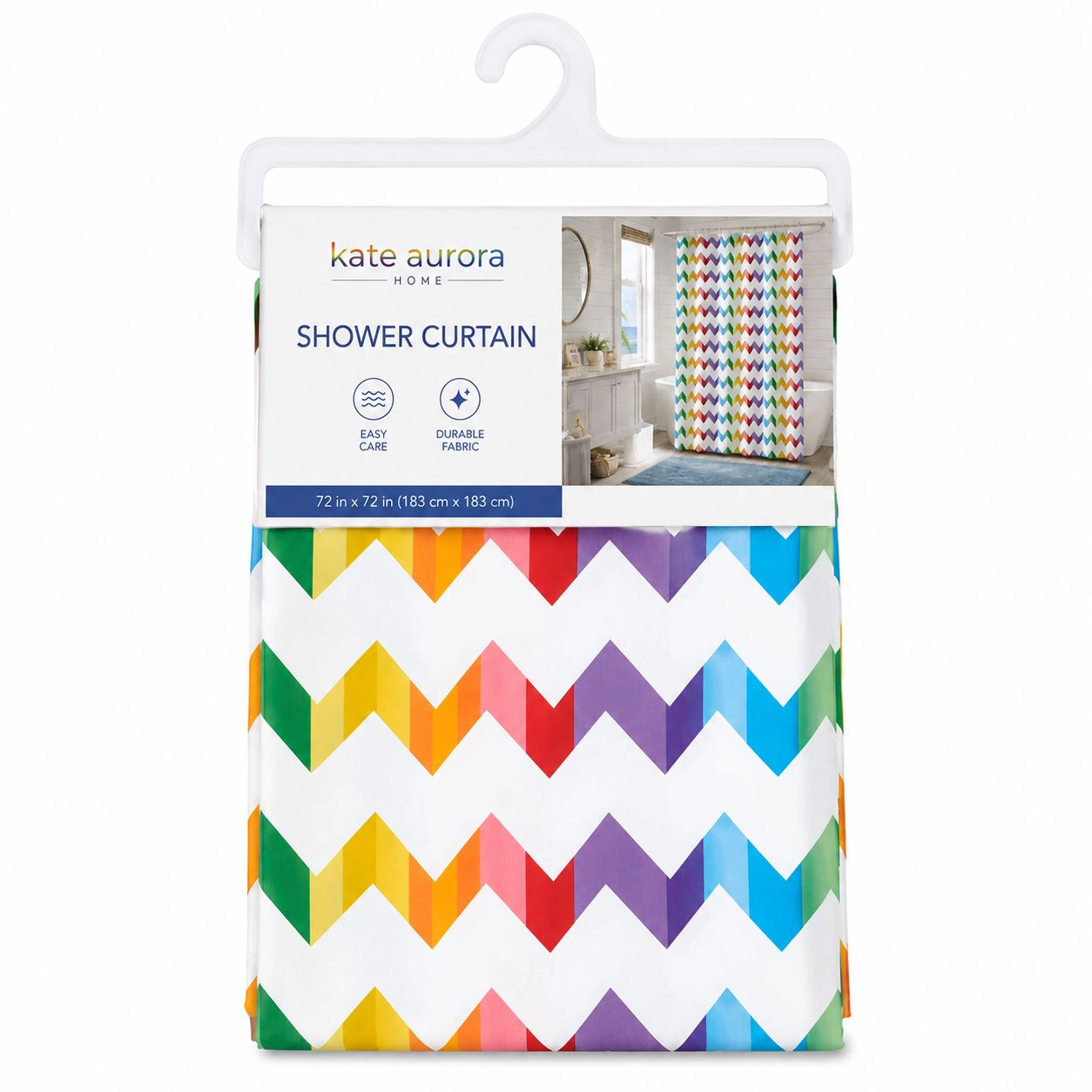 Kate Aurora Home Vivid Rainbow Chevron Fabric Shower Curtain