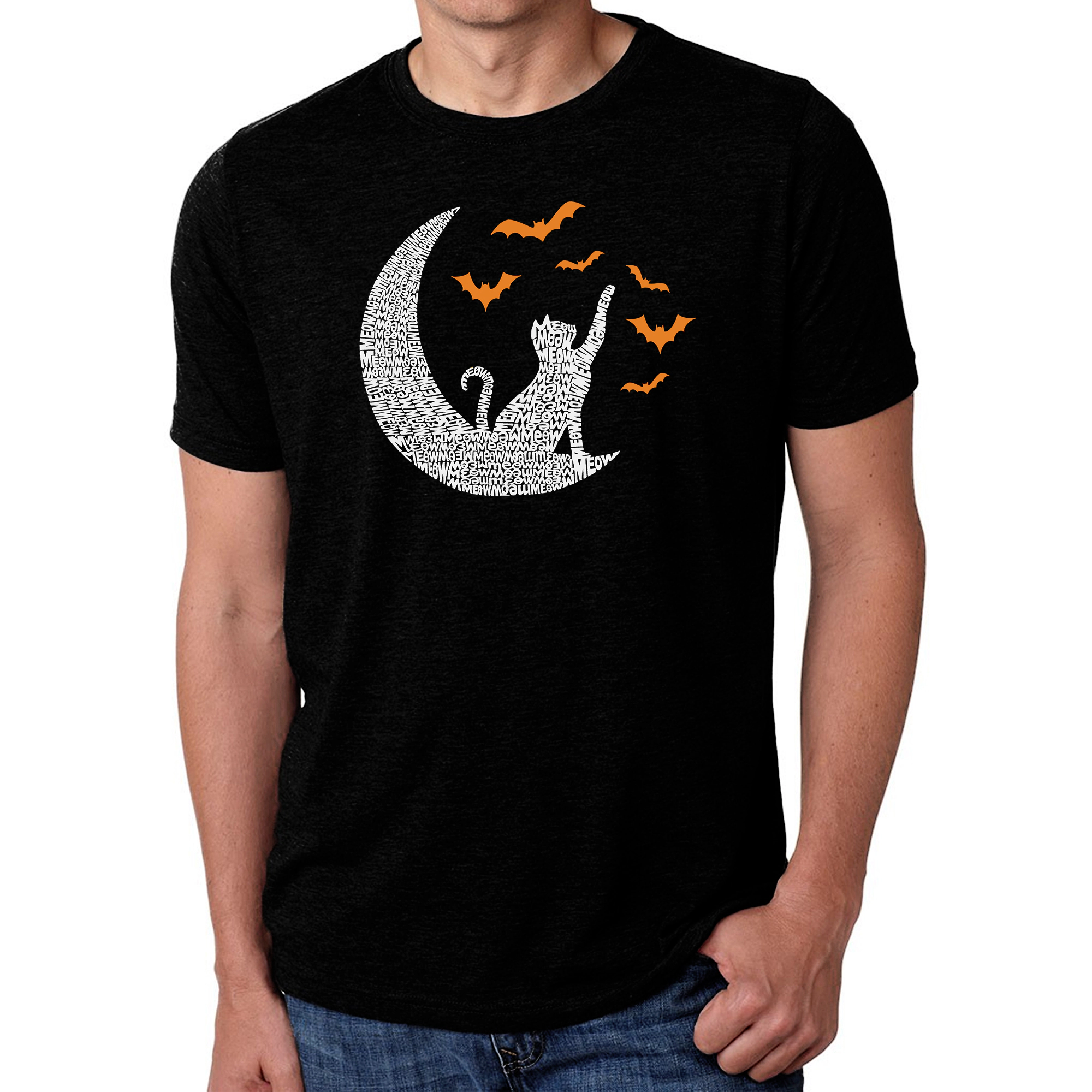 LA Pop Art Men's Cotton/Poly Blend Word T-Shirt - Lunar Bats
