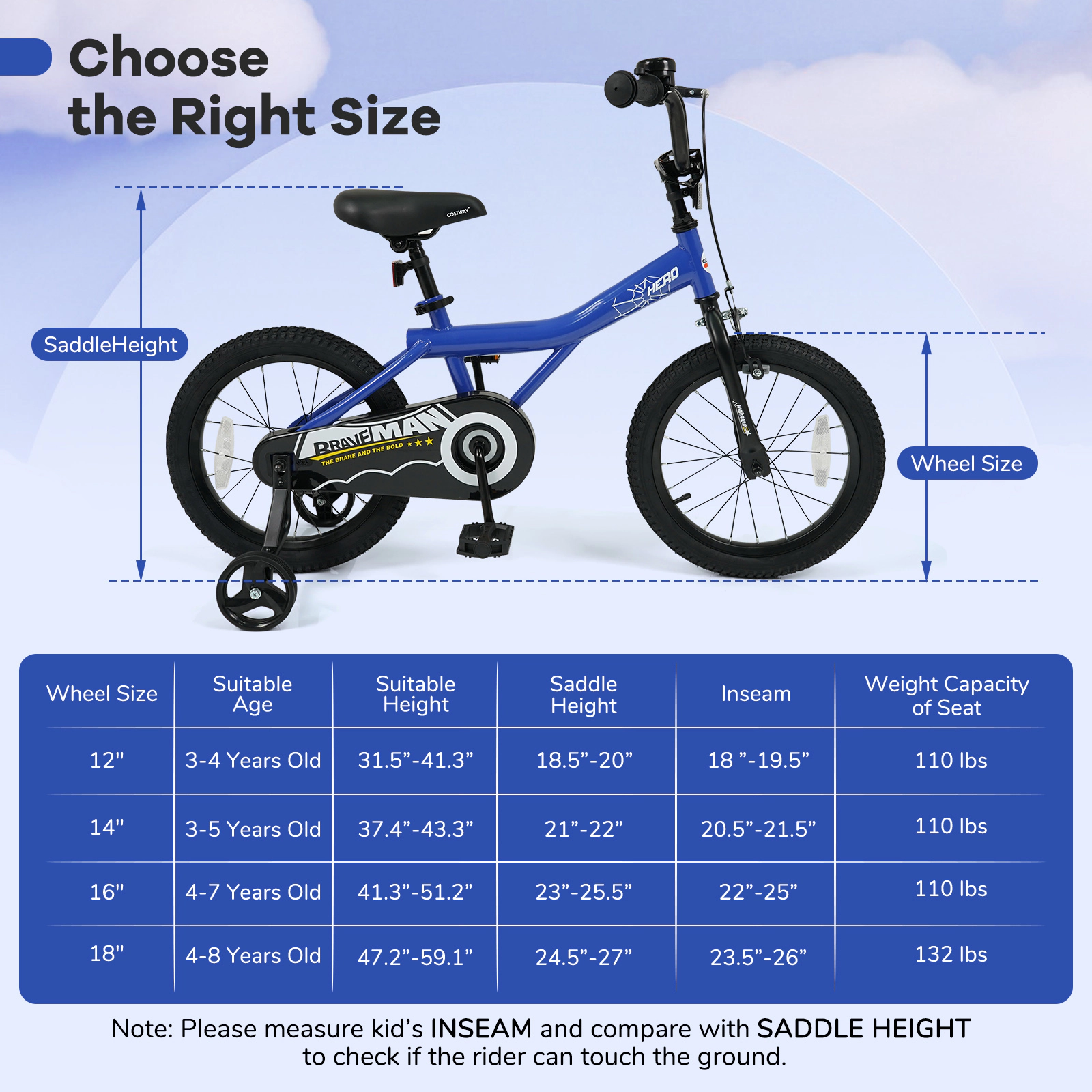 LJG 16 Inch Kids Bike with Helmet Protective Set Dark Blue