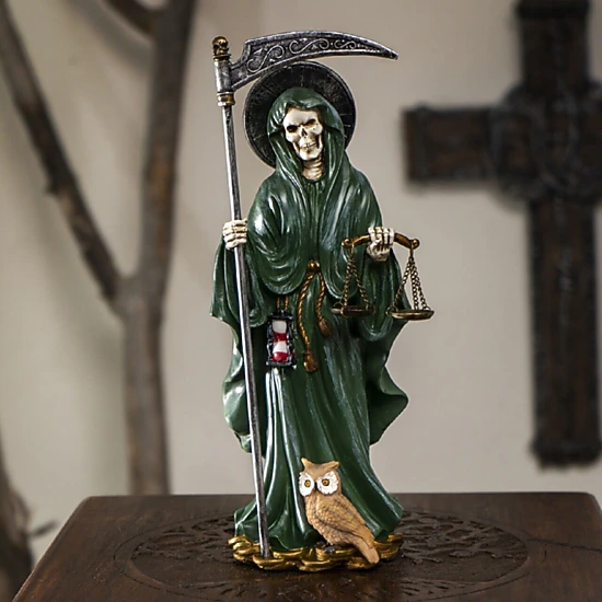 Pacific Giftware Santa Muerte Green Gown with Scale Figurine Death 10 Inch