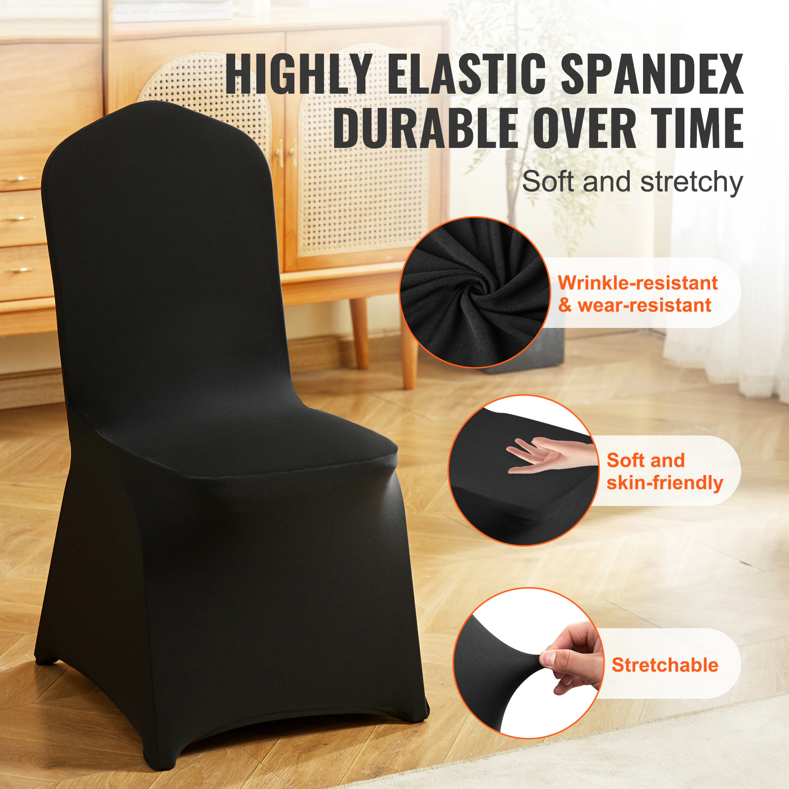 HONGGE Chair Covers Polyester Spandex Cover Stretch Slipcovers for Wedding Party Dining Banquet Flat-Front