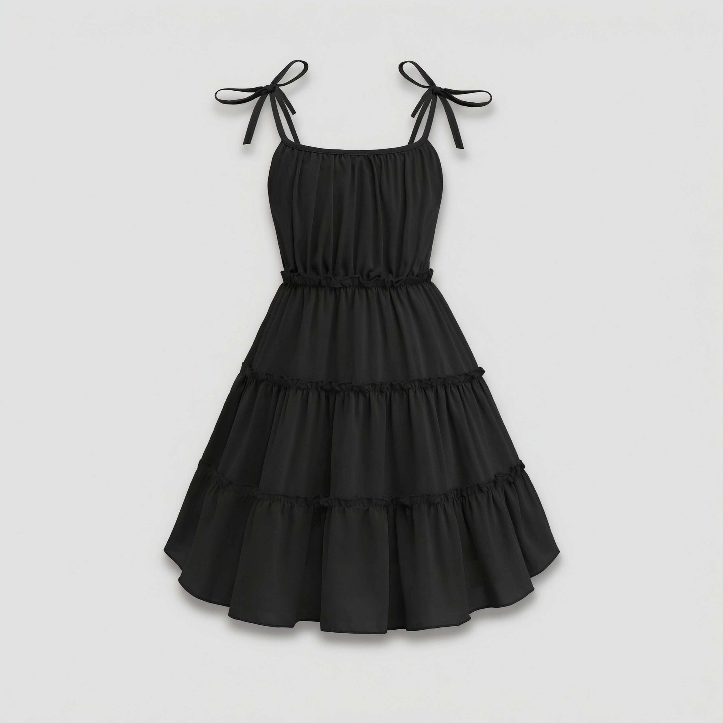 Arshiner Girls Summer Sundress Boho Spaghetti Strap Ruffled Tiered Midi Casual Cami Dress