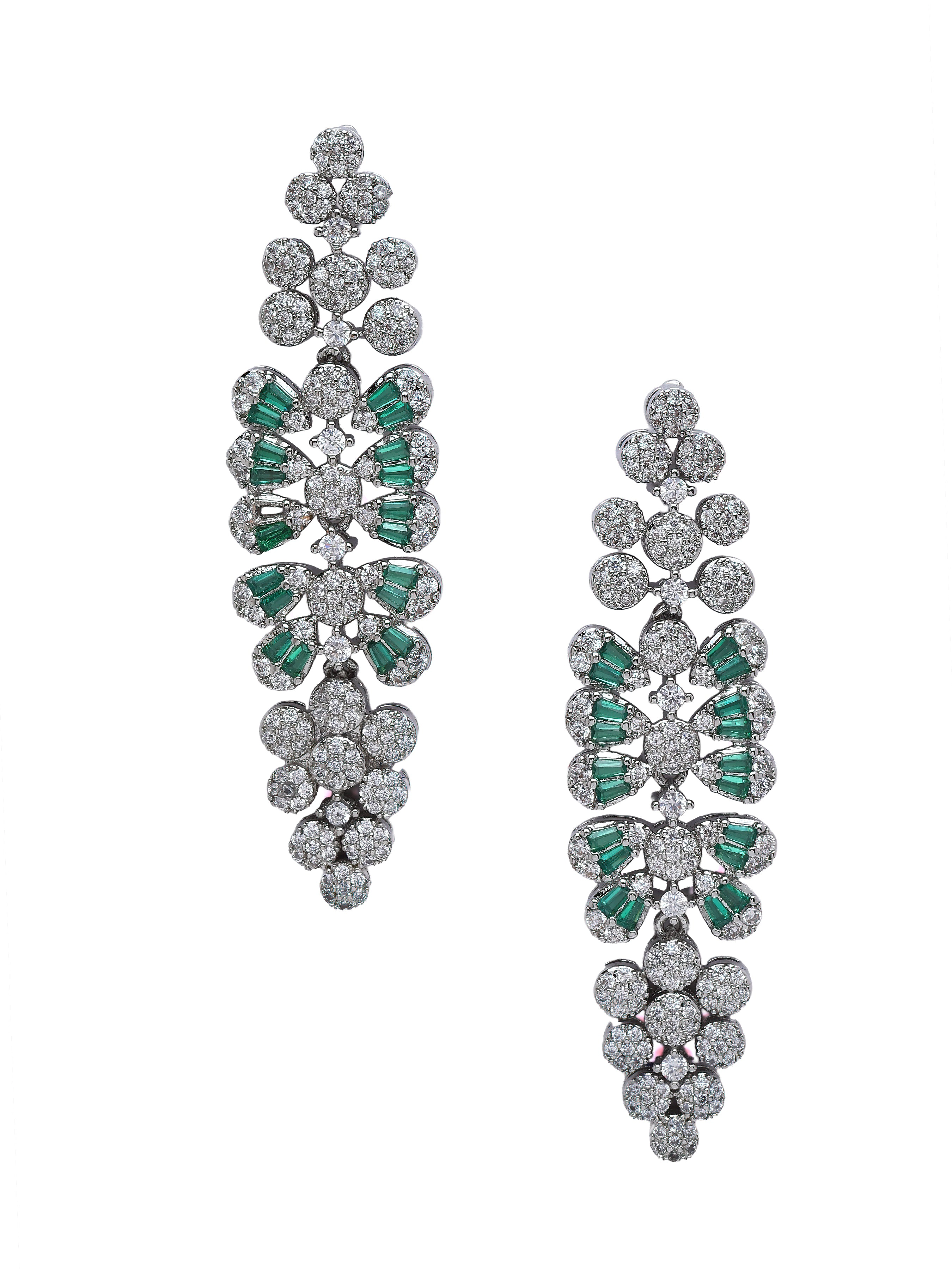 AGP PARIS Womens Luxe Floral Cluster Statement Drop Earrings