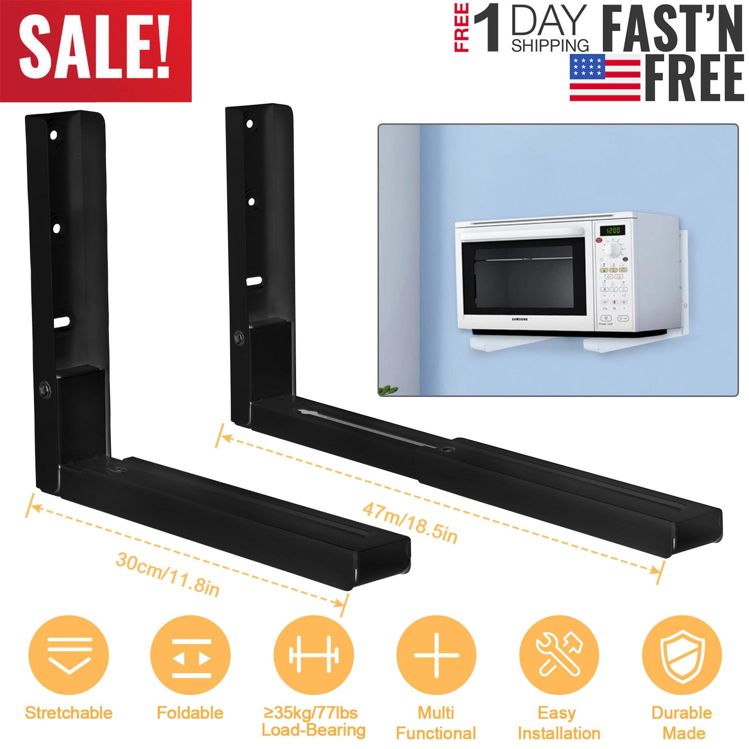 GBruno 2-Piece Adjustable Microwave Wall Mount Bracket