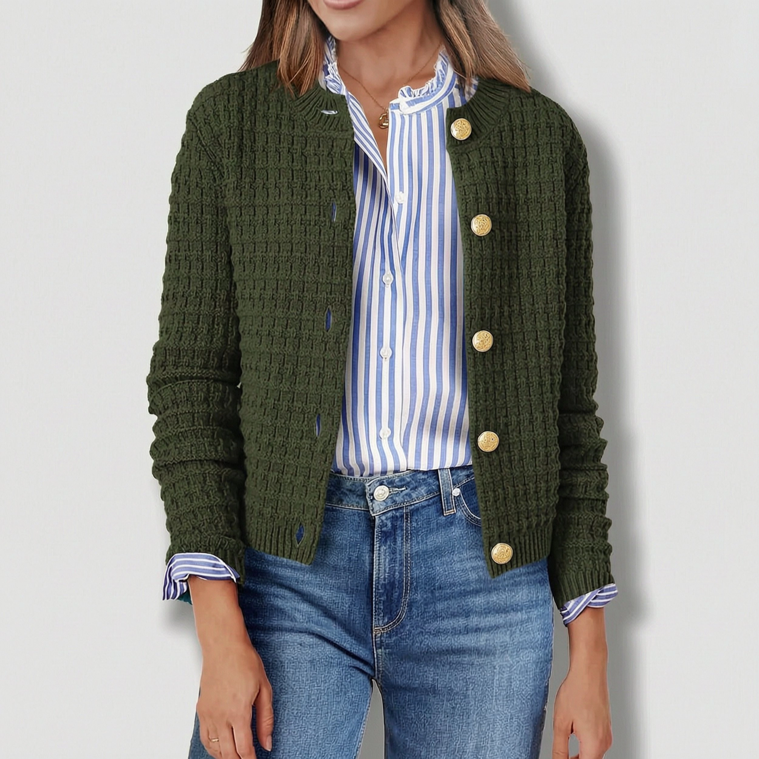 Zeagoo Women's Button Down Open Front Long Sleeve Knit Cropped Cardigan