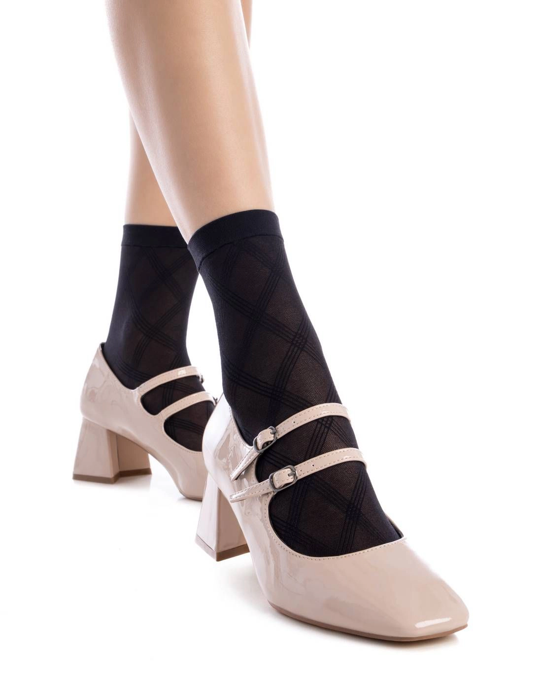 XTI Womens Mary Jane Pumps Block Heel, Square Toe