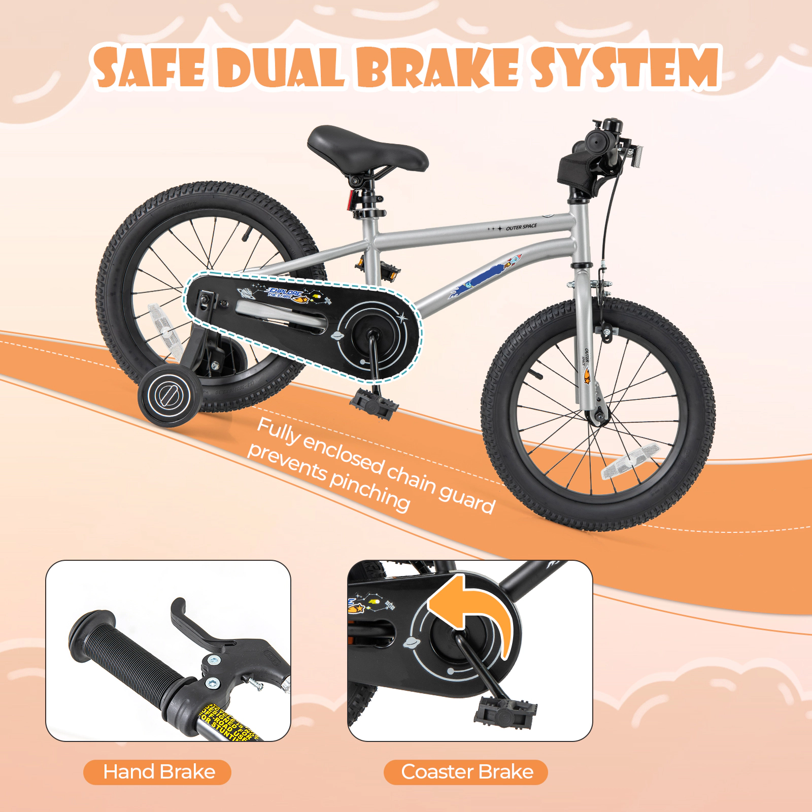 Hivvago 16-Inch Kids Bike Bicycle for Boys Girls 4-7 Adjustable with High Carbon Steel Frame