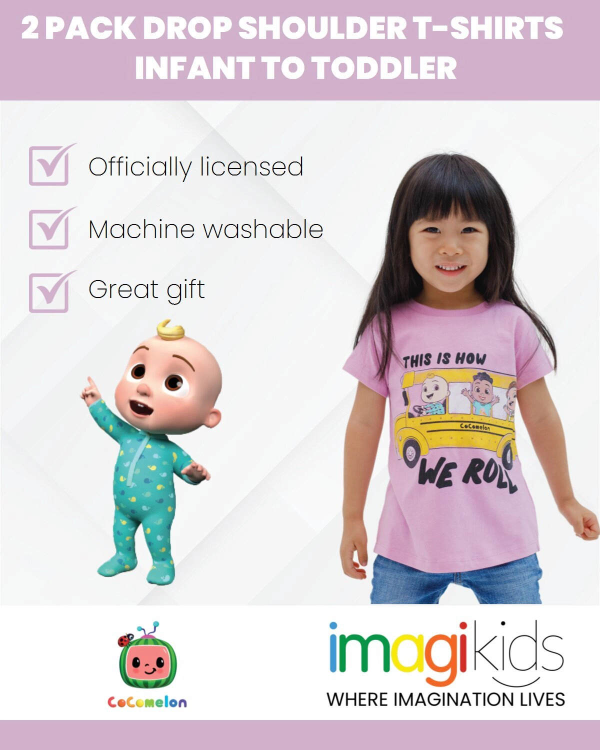 Cocomelon Baby Girls' 2-Pack T-Shirts