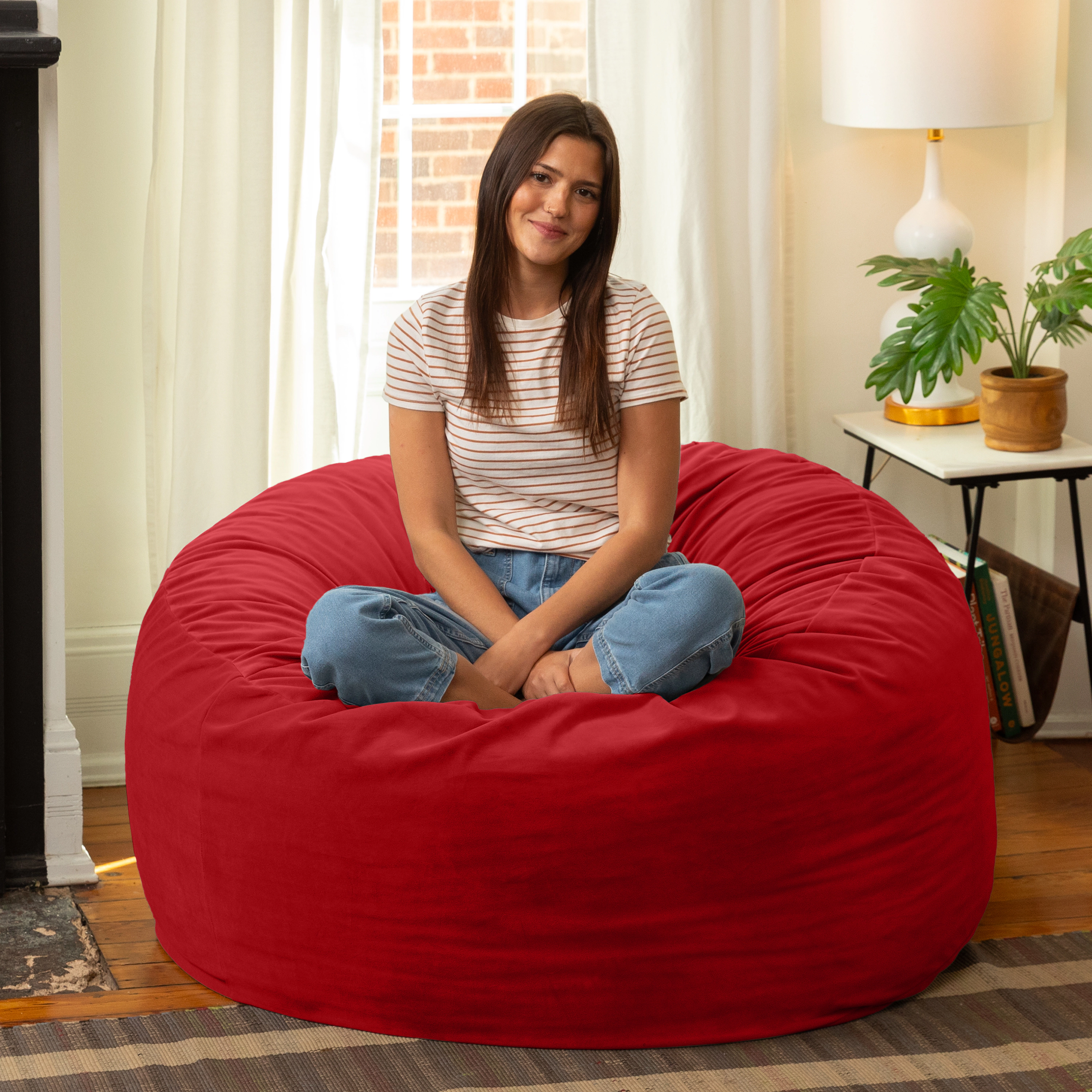 Jaxx 4 Foot Saxx - Large Round Bean Bag Chair for Adults