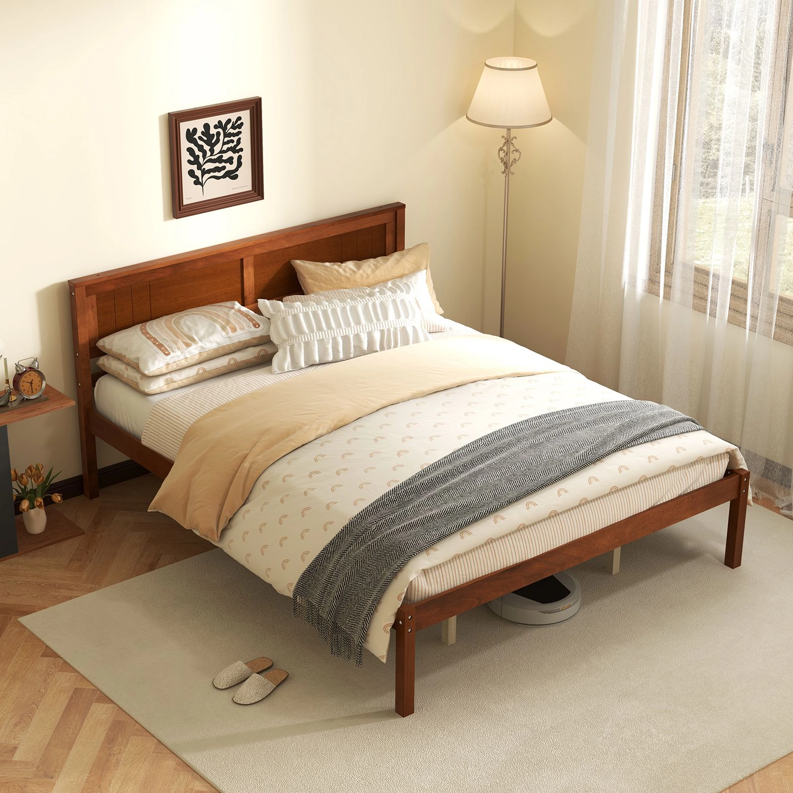 SlickBlue Solid Wood Bed Frame with Headboard & Storage Clearance