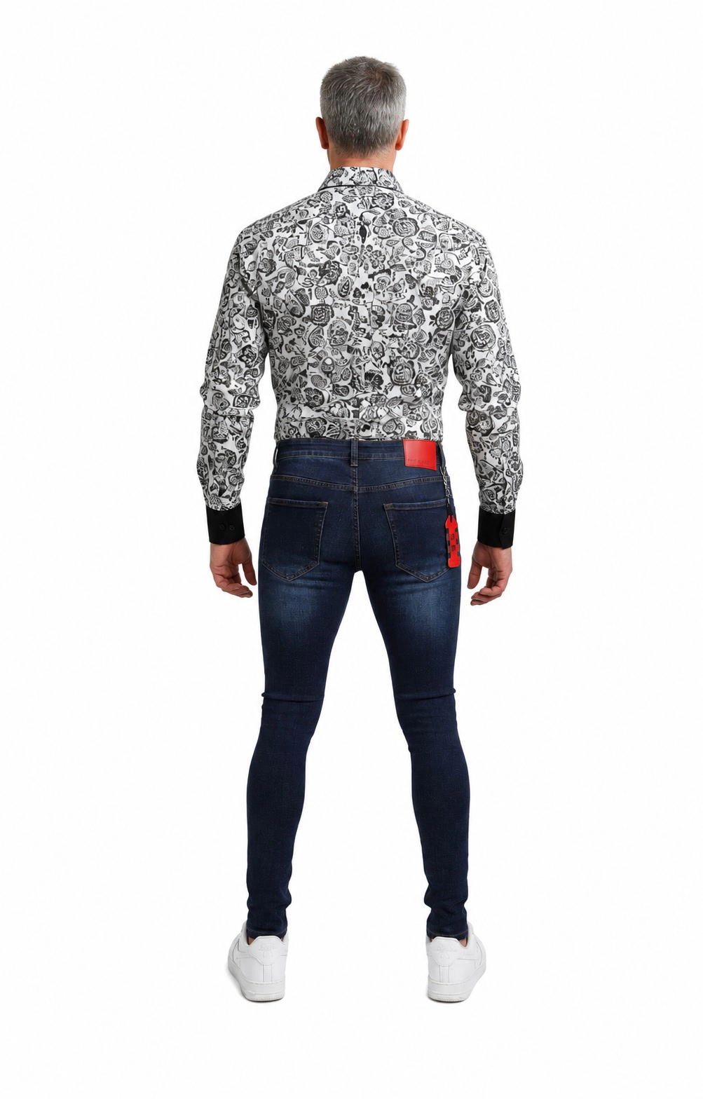 Elie Balleh Men's leopard patch skinny distressed jeans