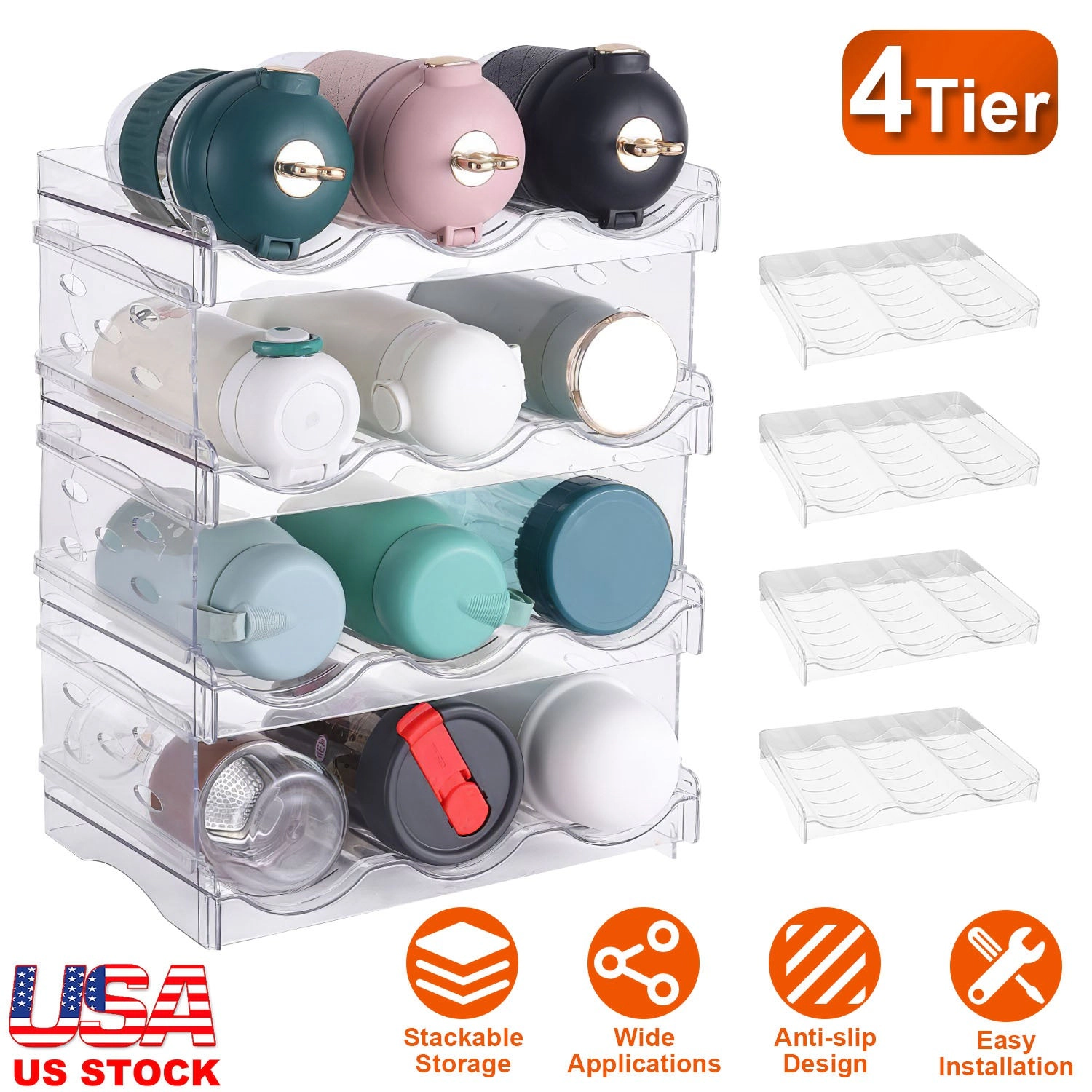 GBruno 4-Tier Stackable Bottle Organizer Holder