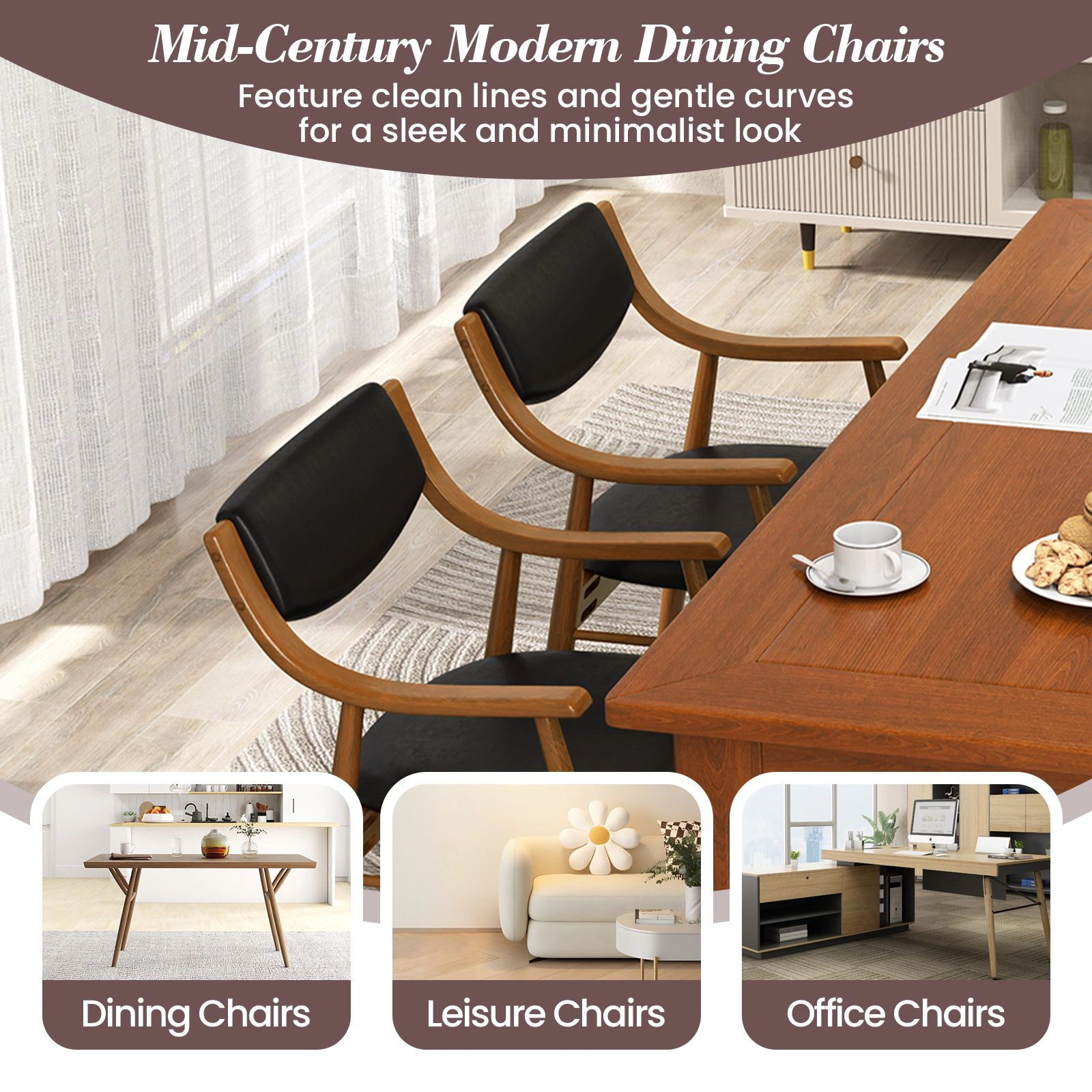 SlickBlue Upholstered Dining Chairs Set of 2 with Armrests