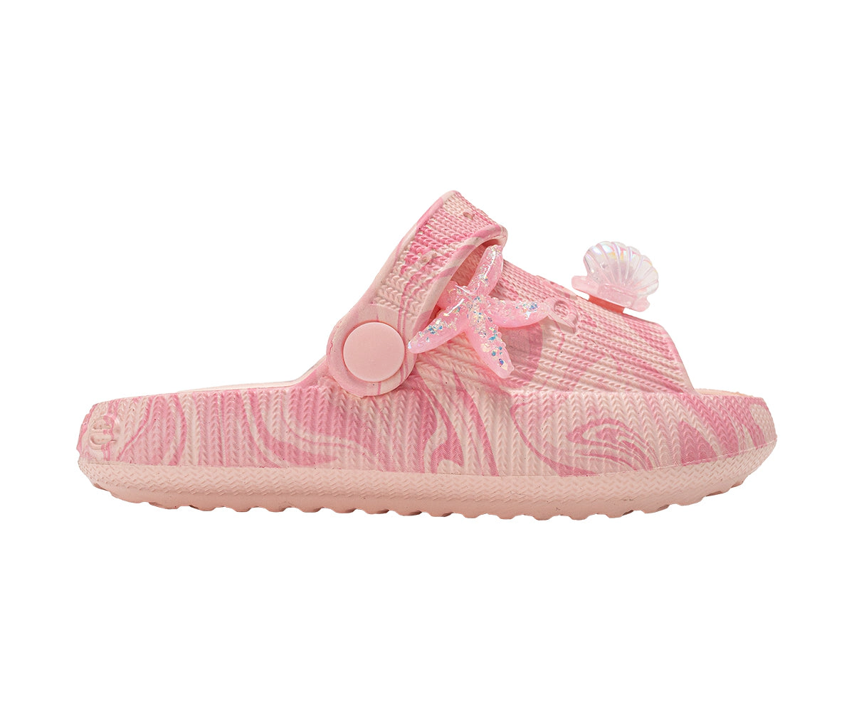 bebe Toddler Girl's EVA Slide Sandals with Charm Details Slip On Shoes