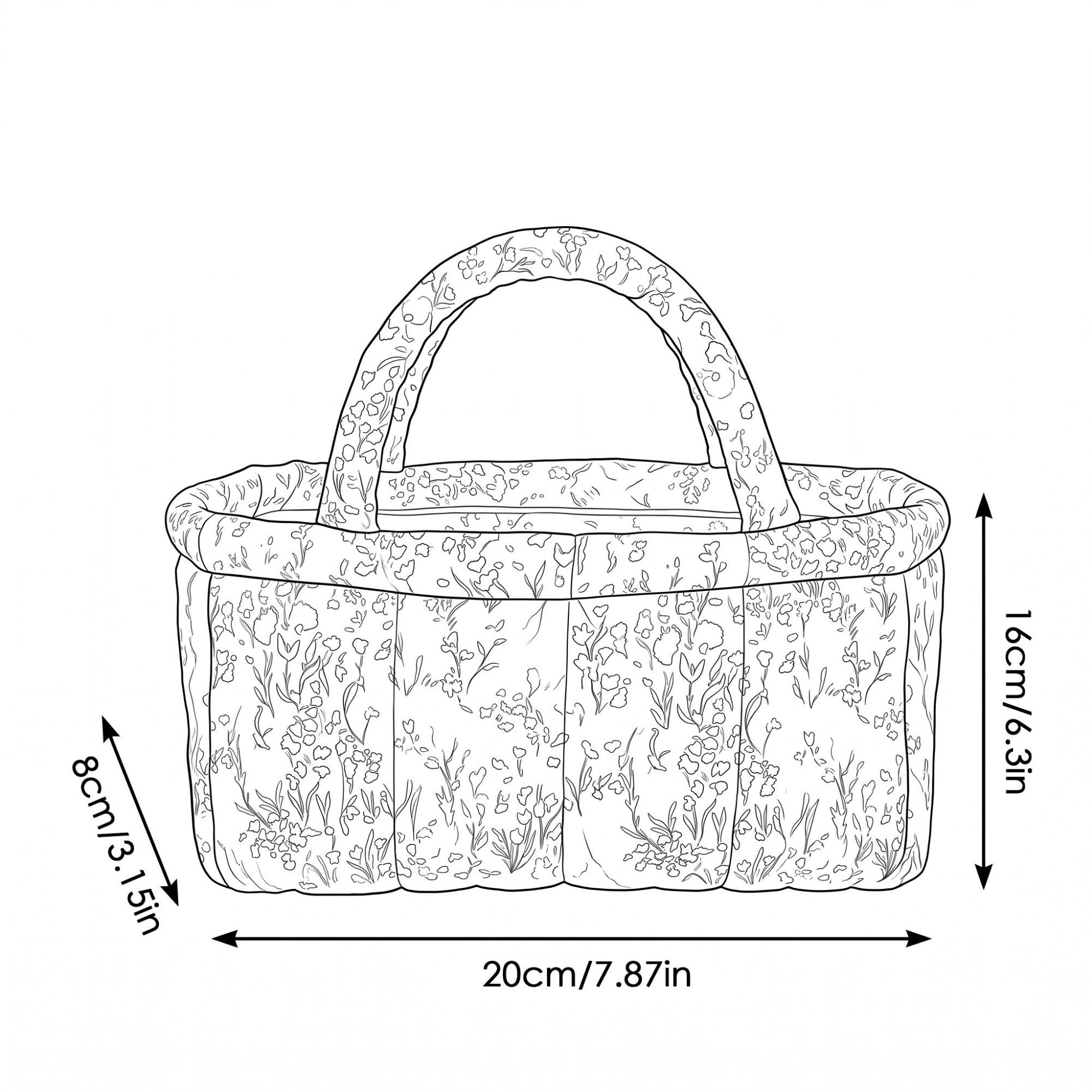 Alilang Unisex Quilted Floral Storage Basket with Handles for Home Organization