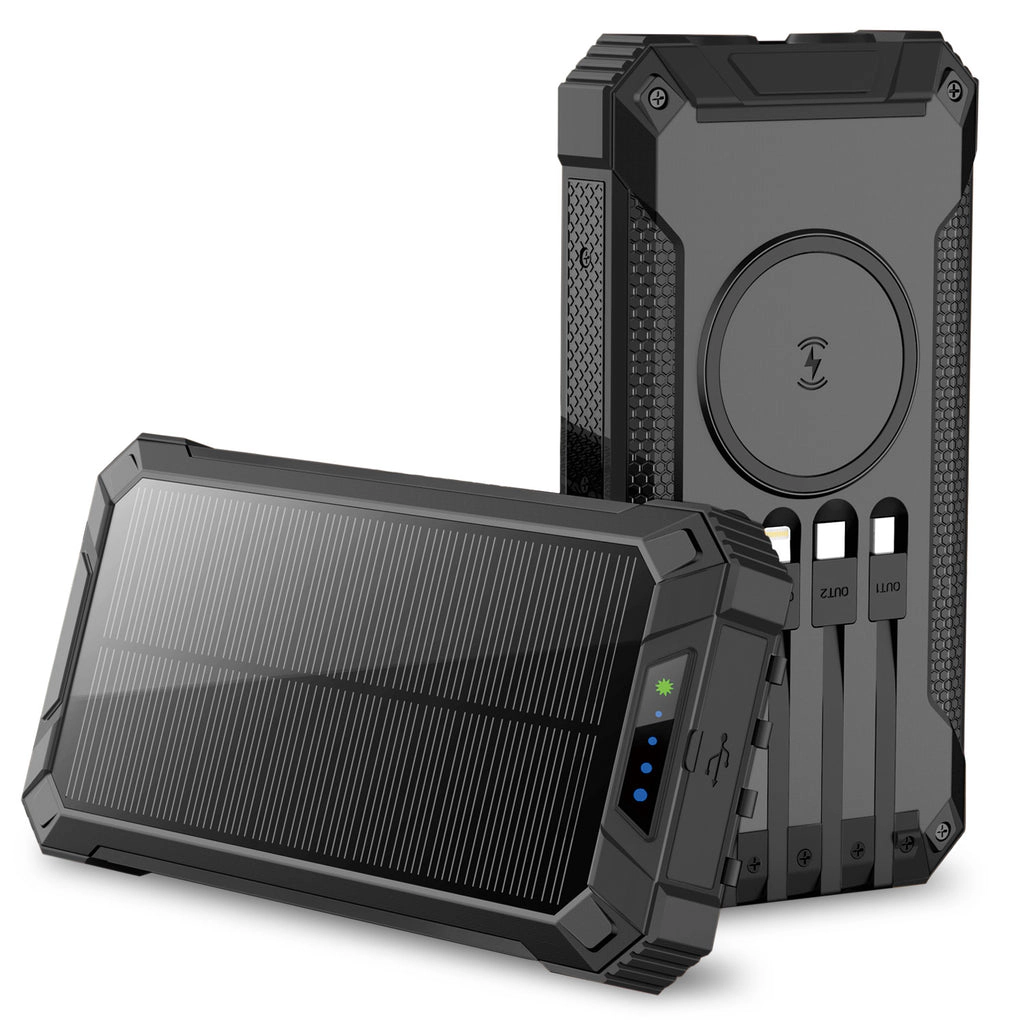 Alpha Digital 20,000mAh, Solar, 4 Cables, Wireless Charging - Power Bank