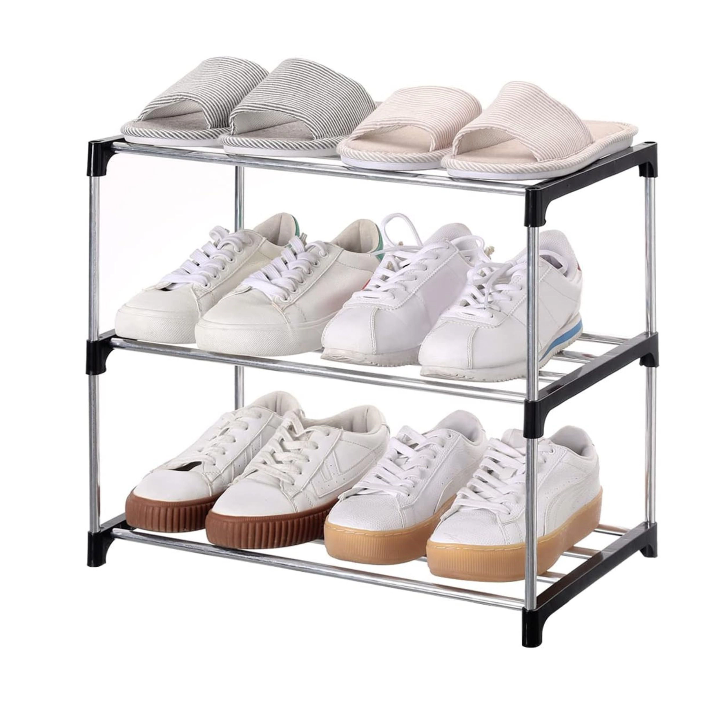 Stock Preferred Stackable 3 Tier Small Shoe Rack Space Saving Organizer for Entryway Closet and Hallway