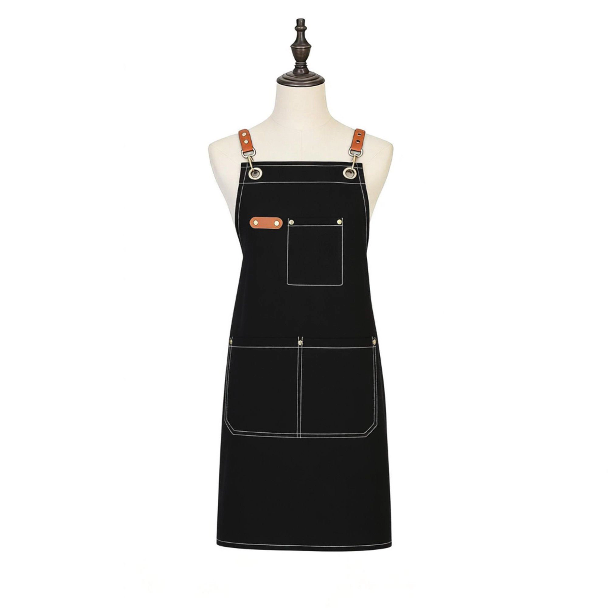 Alilang Unisex Cotton Kitchen Apron with Cross Back Straps Multi Pocket Utility for Cooking Baking Craft Gardening