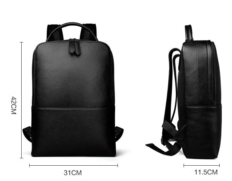 Steel Horse Leather Unisex Skald Black Pebbled Leather Backpack | Slim Black Leather Backpack
