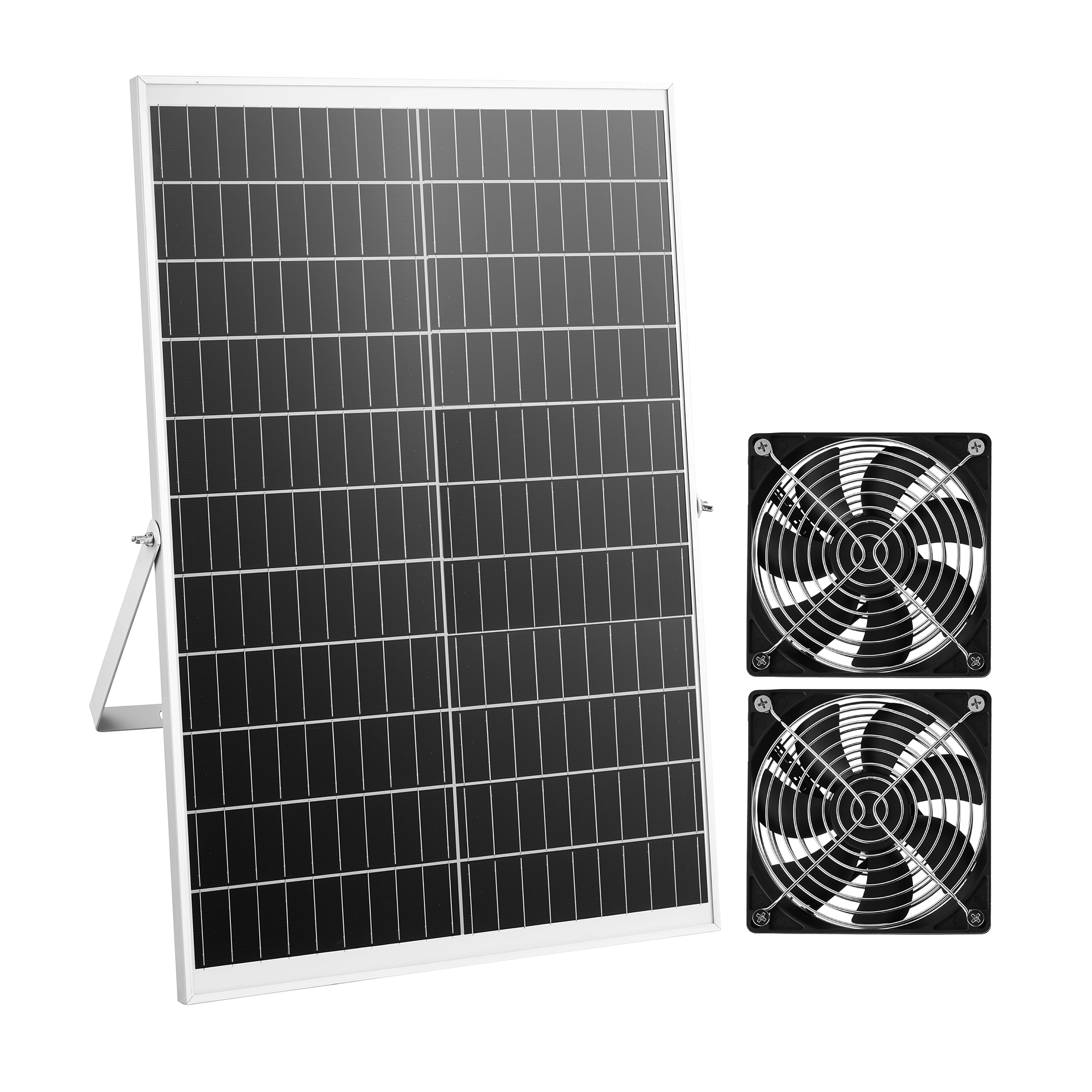 HONGGE Solar Powered Fan Panel with Adjustable Angle -Speed Fast Air Exchange for Greenhouse Grow