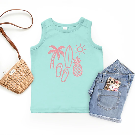 The Juniper Shop - Beach Elements Outline - Youth Tank Top