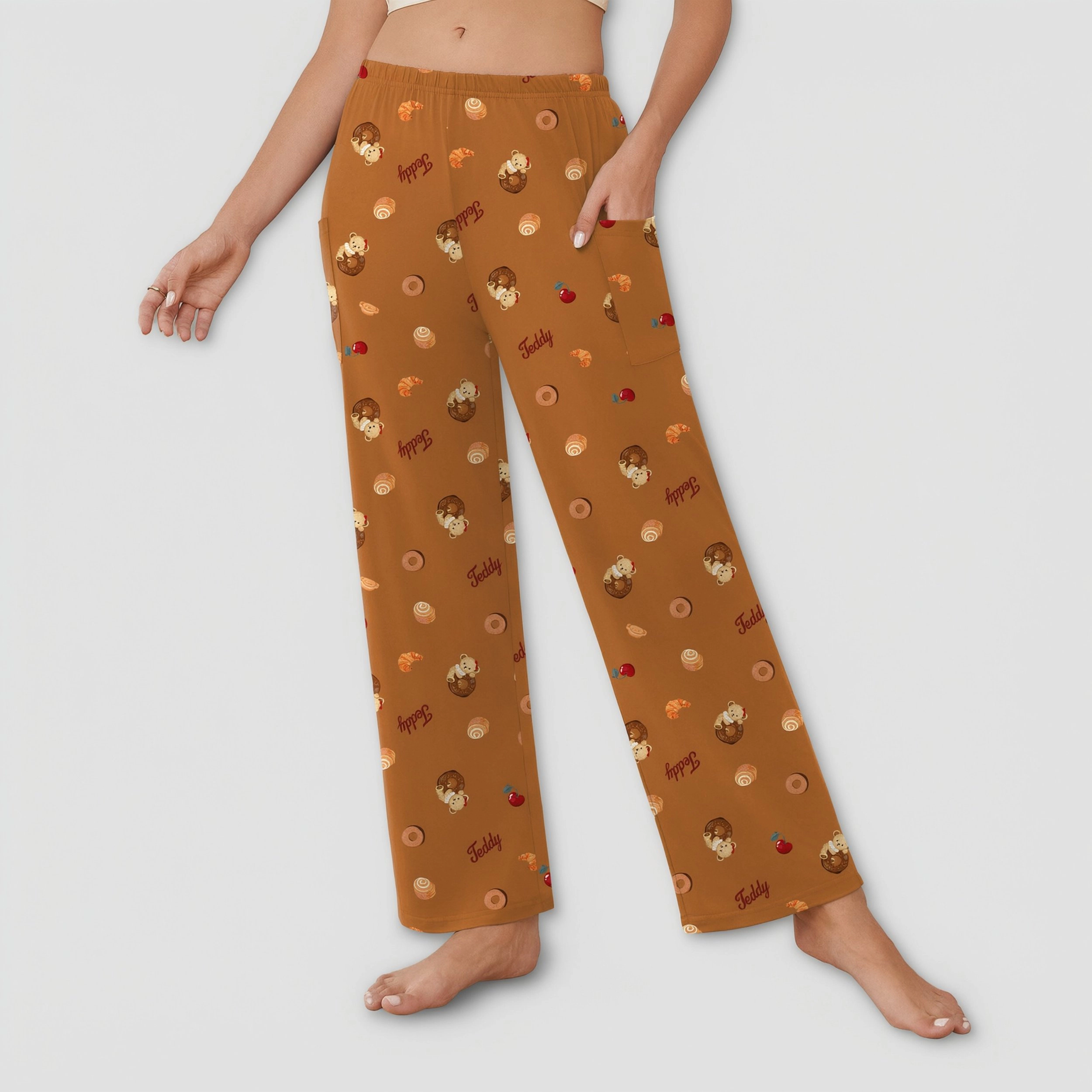 Ekouaer Pajama Pants Comfy Sleep Bottoms Casual Stretch Wide Leg Lounge with Pockets