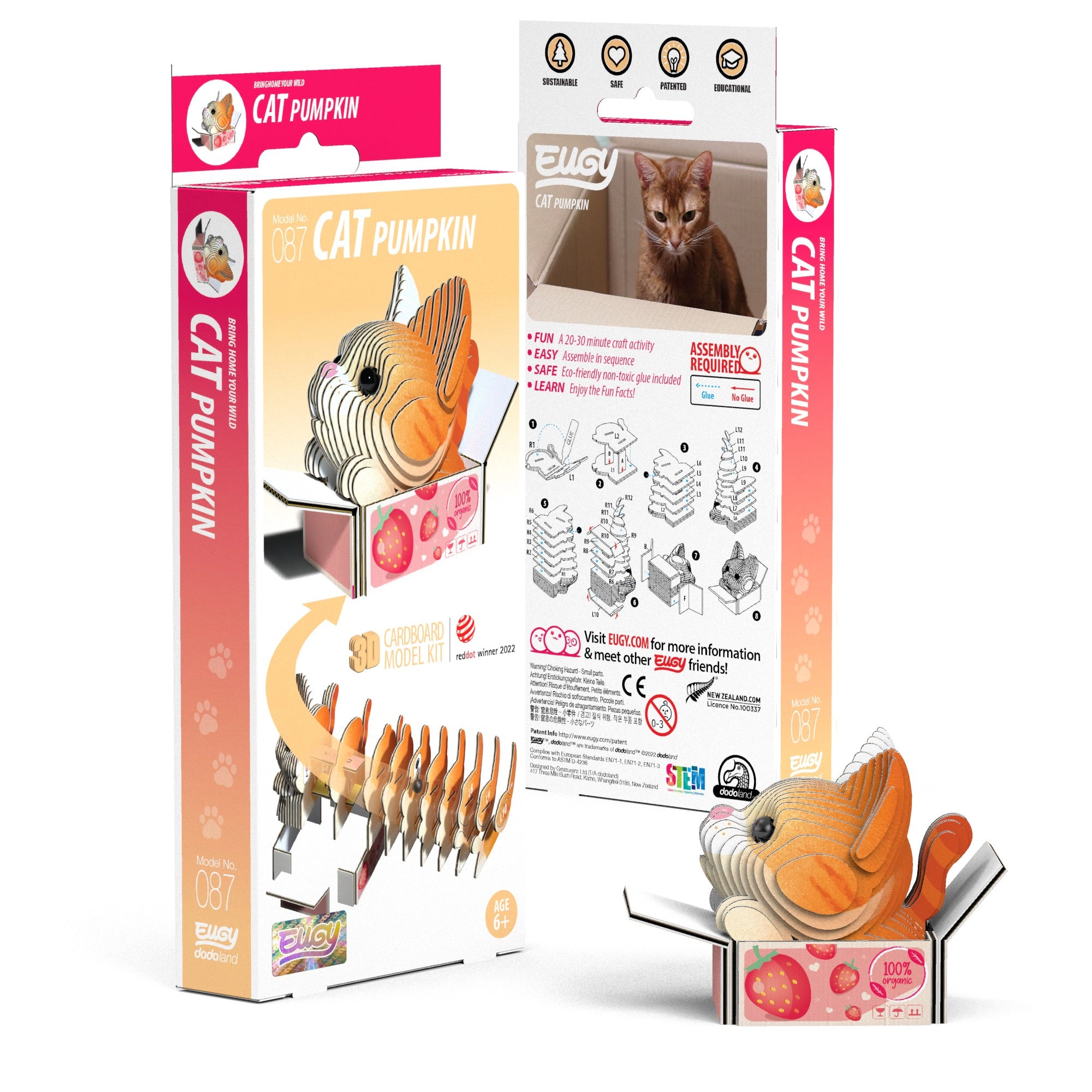 EUGY Cat - Pumpkin 3D Puzzle - contains 32 puzzle pieces