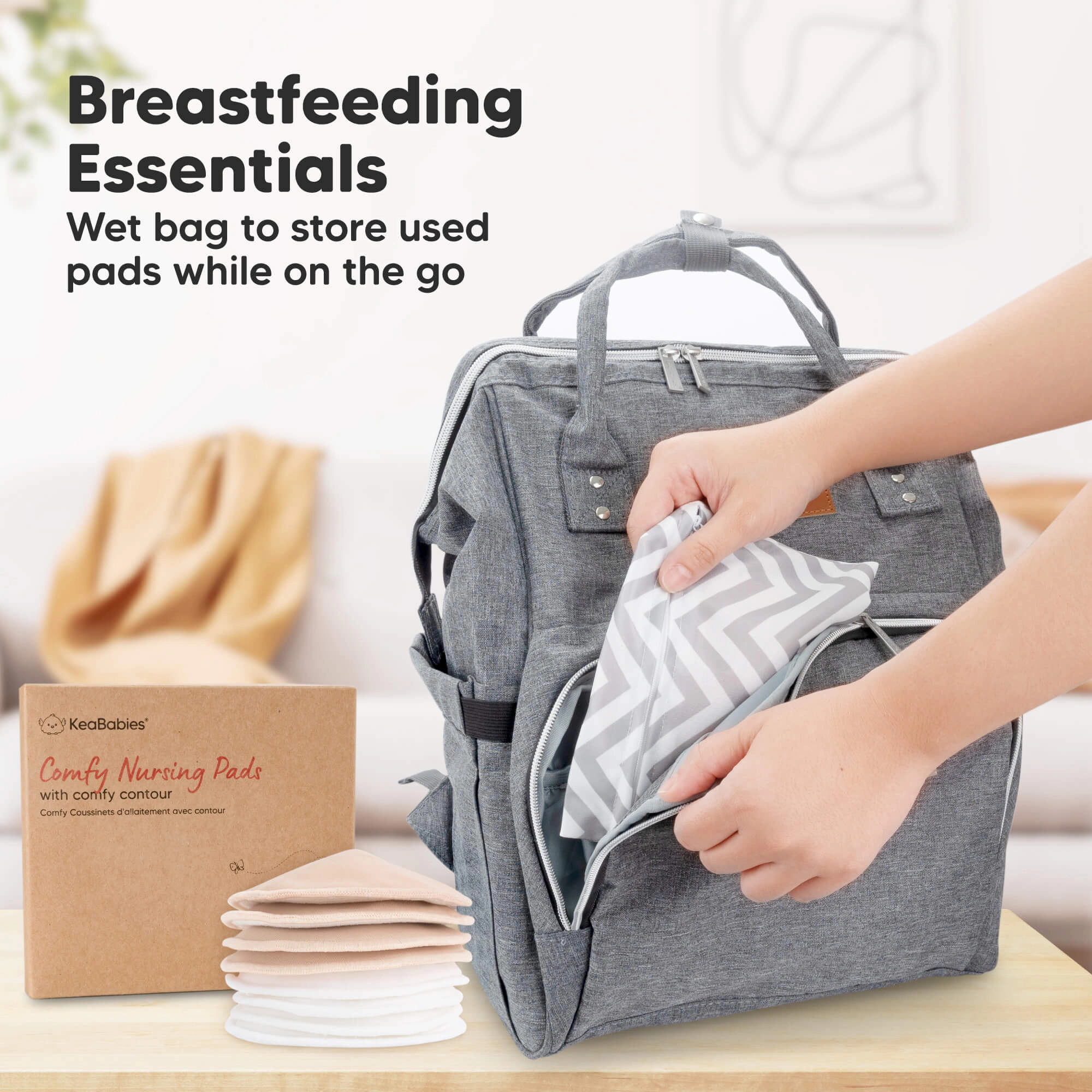 KeaBabies 8-Pack Comfy Nursing Pads, Postpartum Breastfeeding Pads