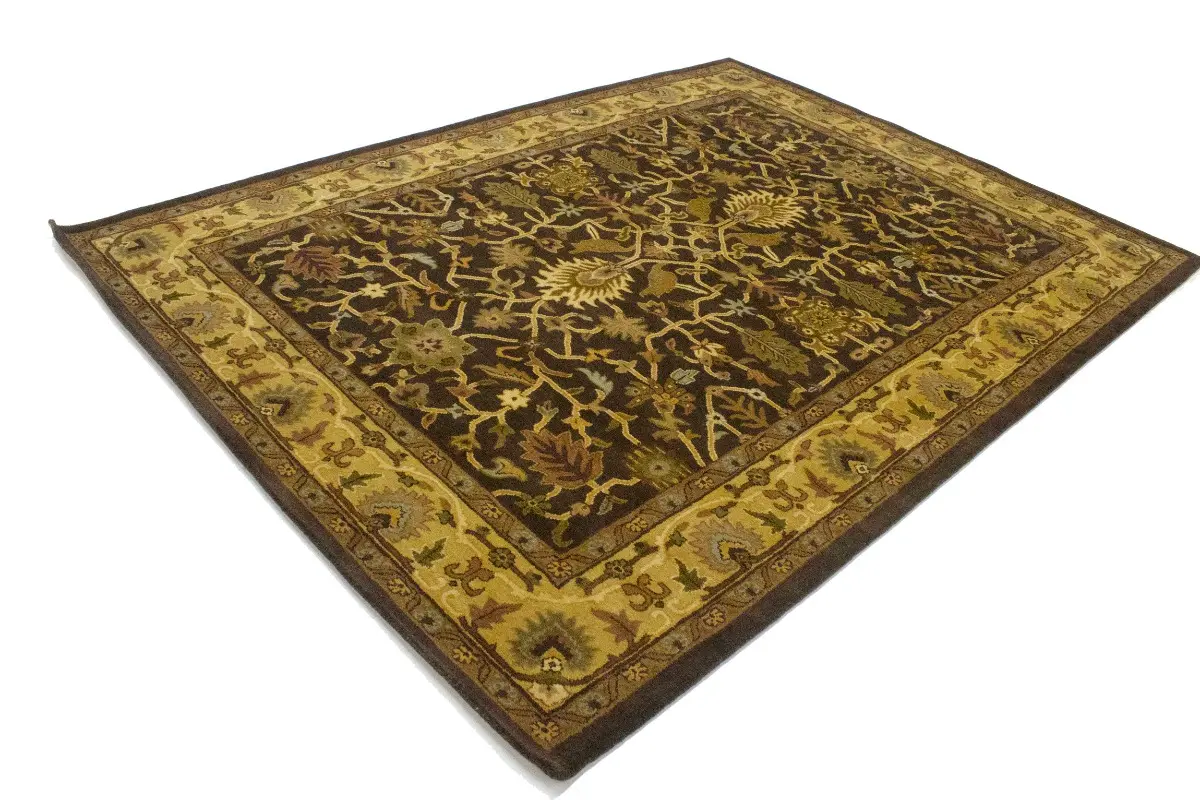 Magic Rugs 8'1 X 11'0 Dark Brown Hand-Tufted Floral Modern Wool Rug