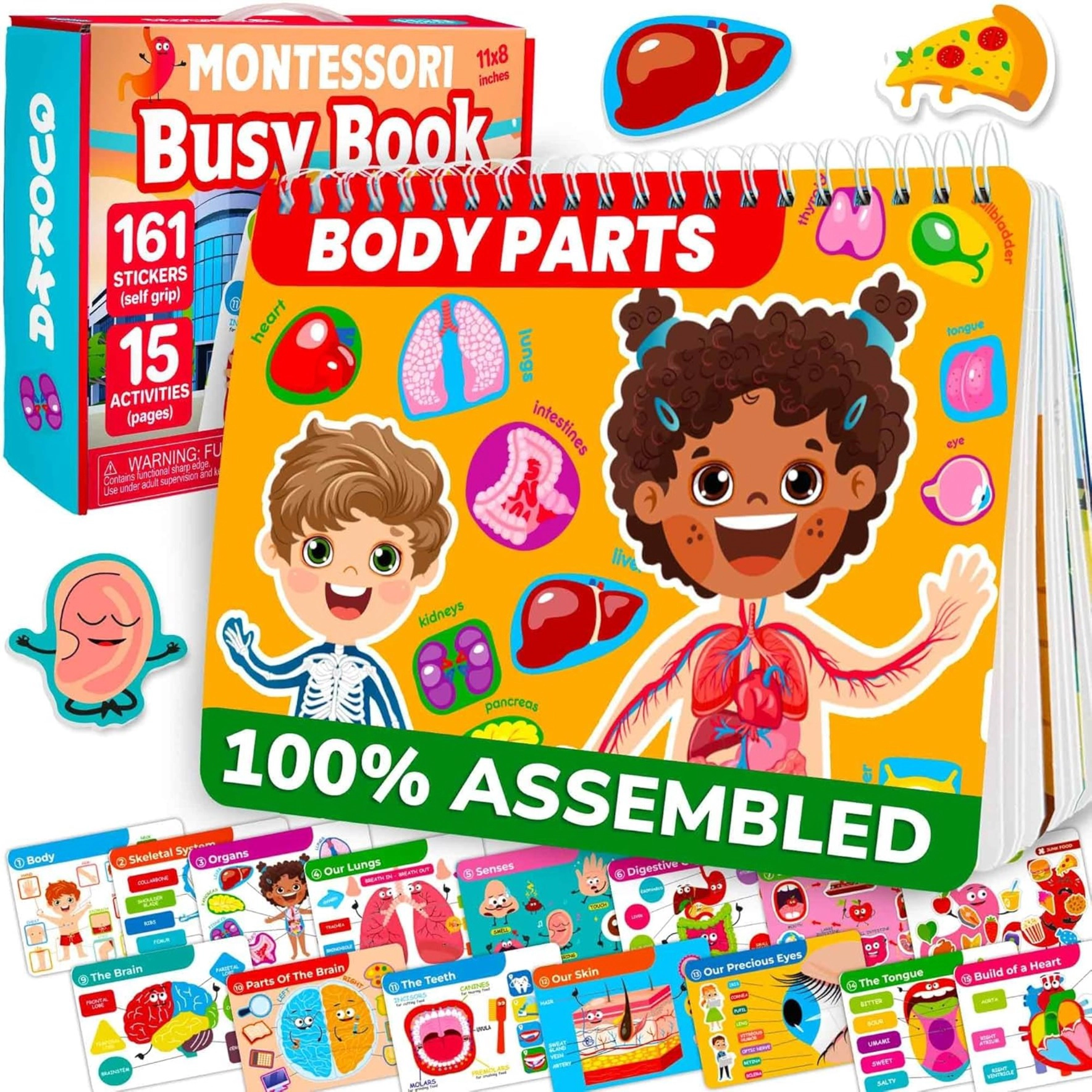 QUOKKA Busy Book for Kids Ages 3–5, Interactive Activity with Alphabet, Numbers, Colors & Weather Themes