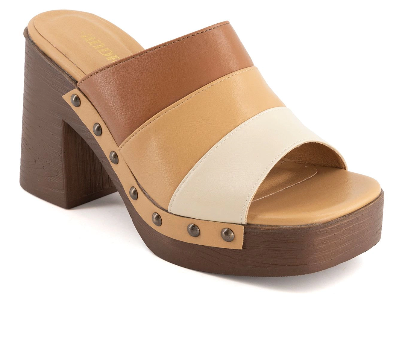Andrea Womens Heeled Slide Sandals With Upper