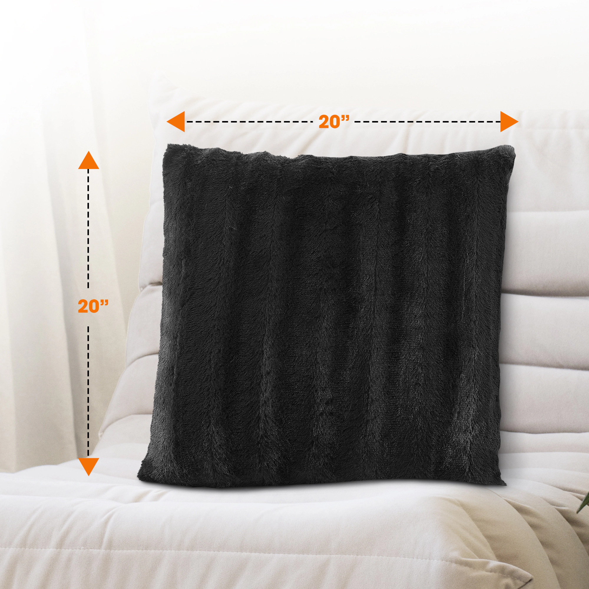 Cheer Collection 2 Pack 20 x Inch Reversible Faux Fur and Microplush Decorative Throw Pillows with Inserts