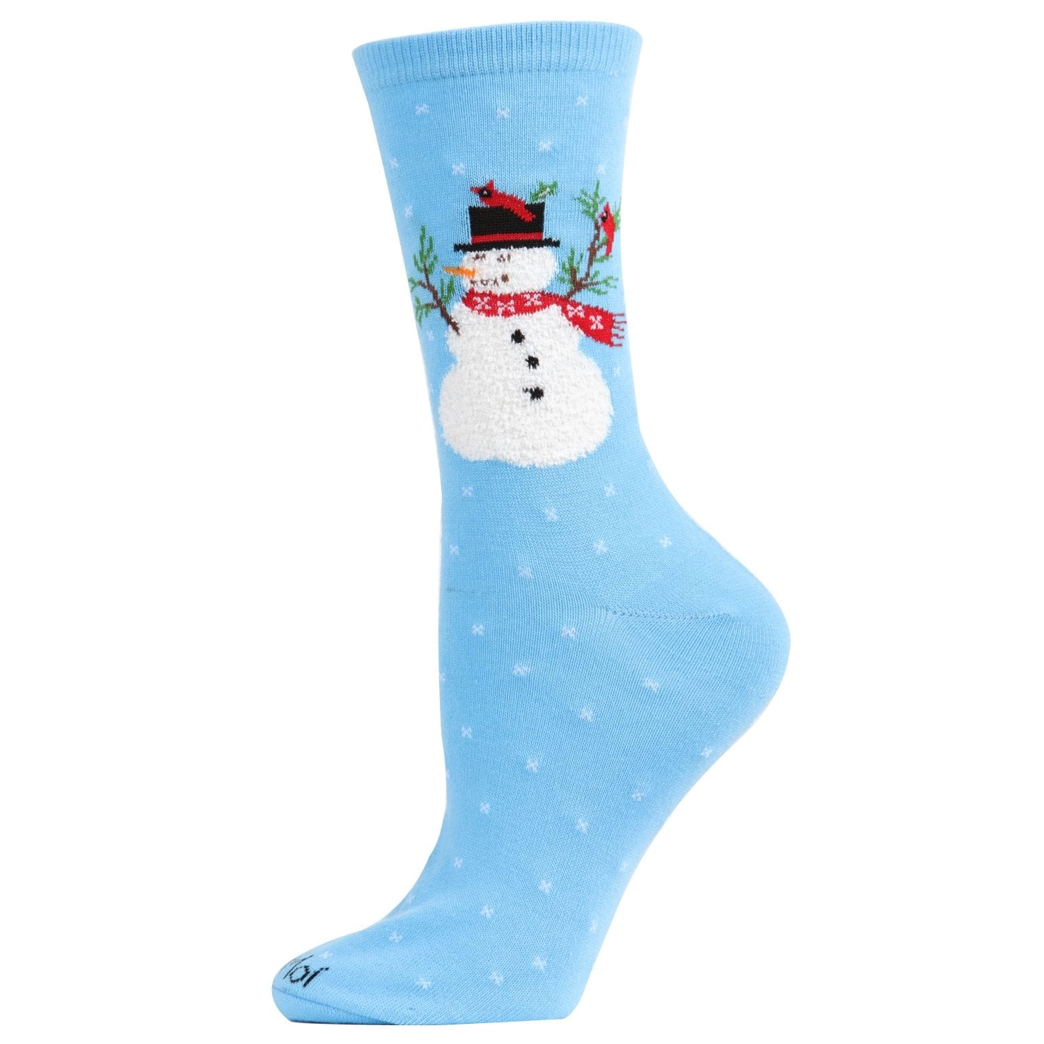 MeMoi Women's Polka Dot Snowman Festive Crew Socks