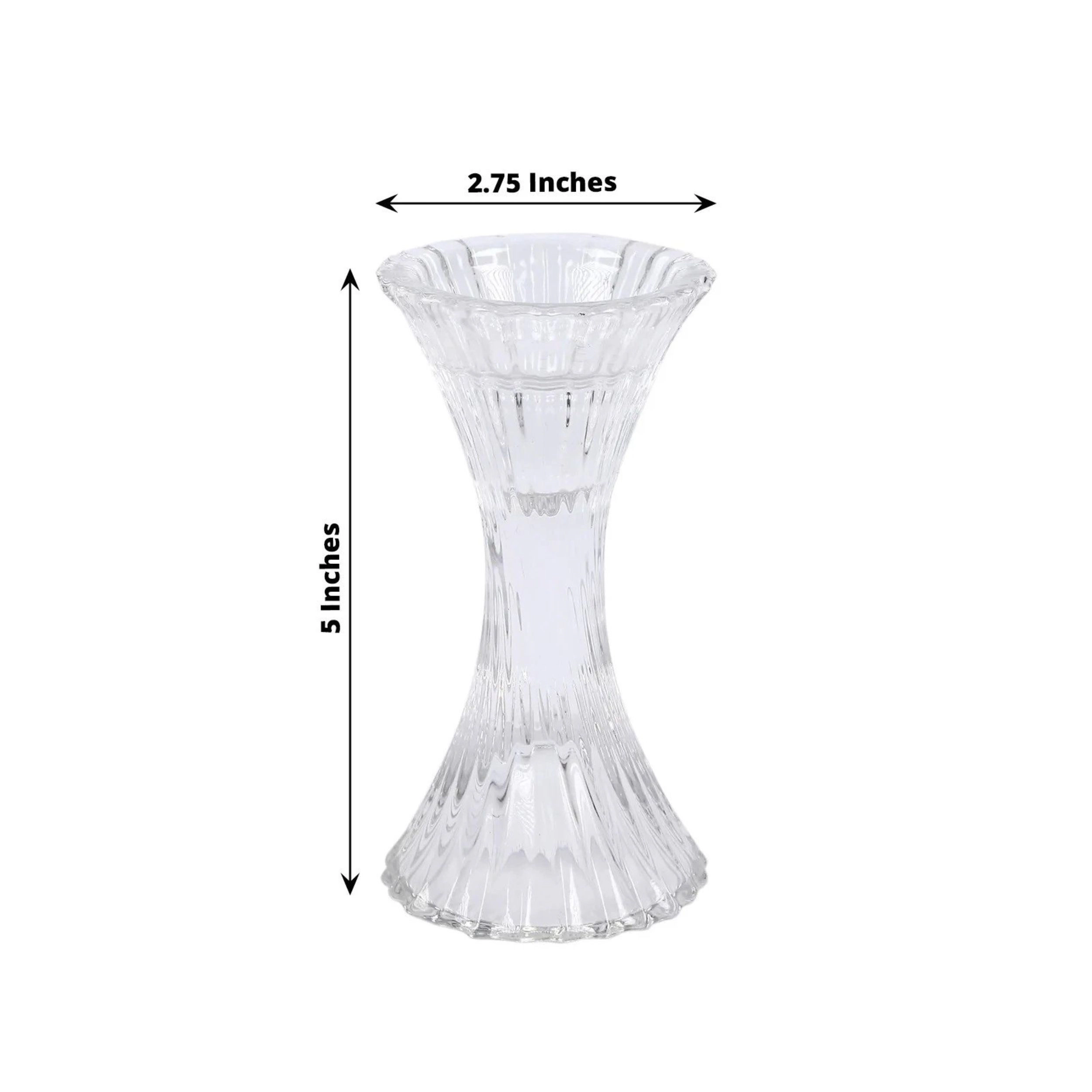 Home Collection Clear Reversible Glass Hourglass Candle Holders Set of 2