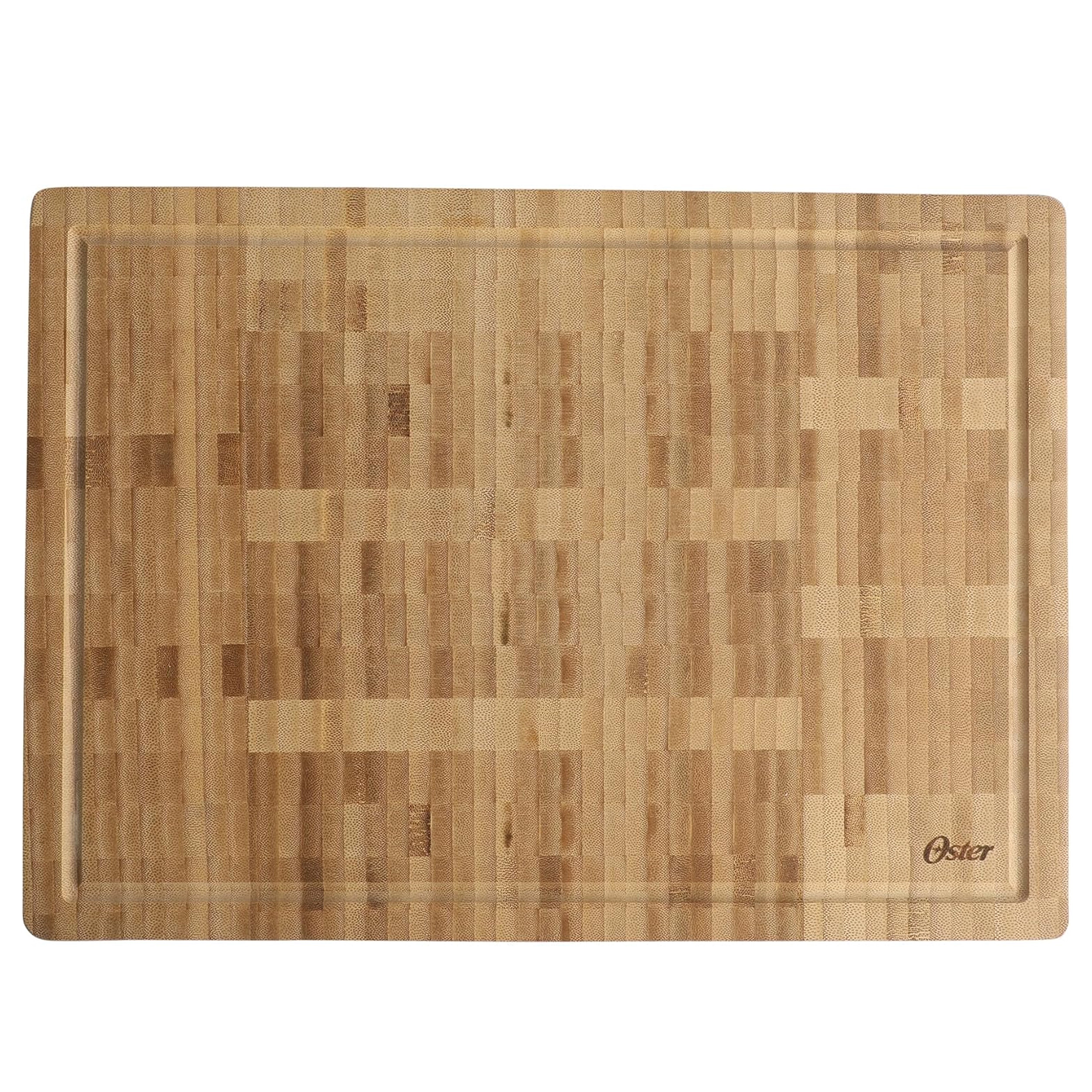 Oster Capeheart 16.5 x 11.8 Inch Rectangular End Grain Bamboo Cutting Board with Juice Grooves