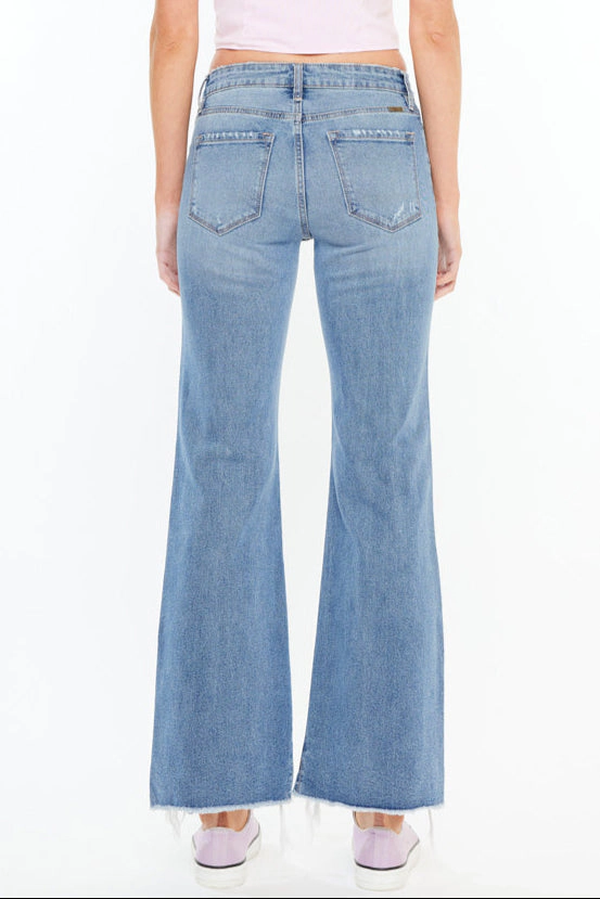 KanCan Women's Essentials High Rise Wide Flare Jeans Gwen