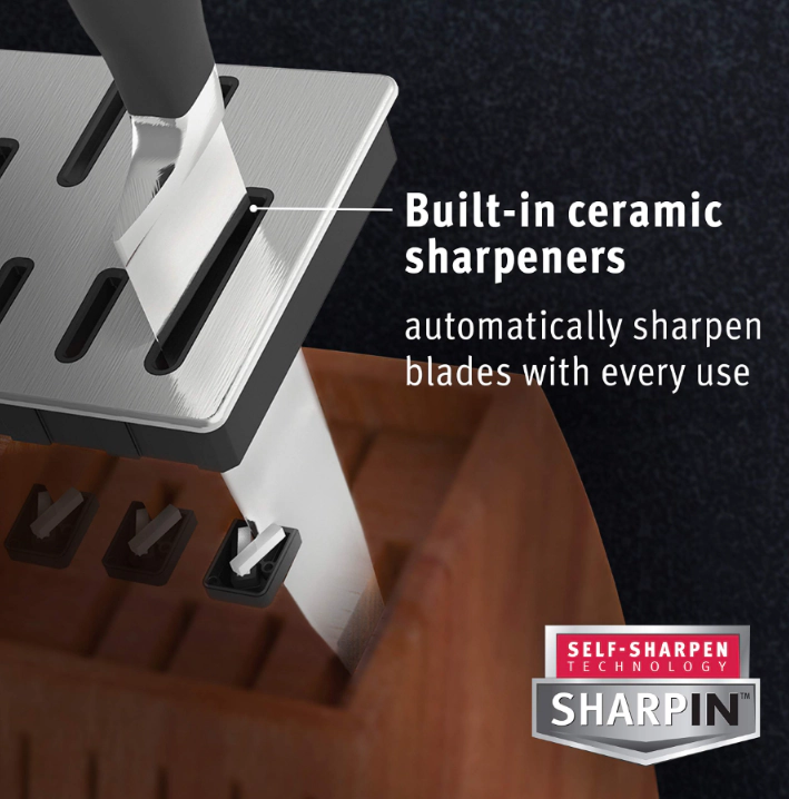 Calphalon Precision Cutlery Unisex Self-Sharpening Knife Block Set with SharpIN Technology, 15-Piece Set