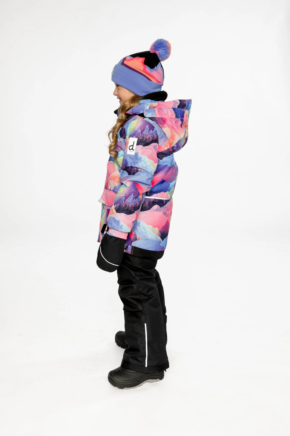 Deux par Girls Mountain Print Two Piece Play Snowsuit with Hooded Jacket and Snow Pants