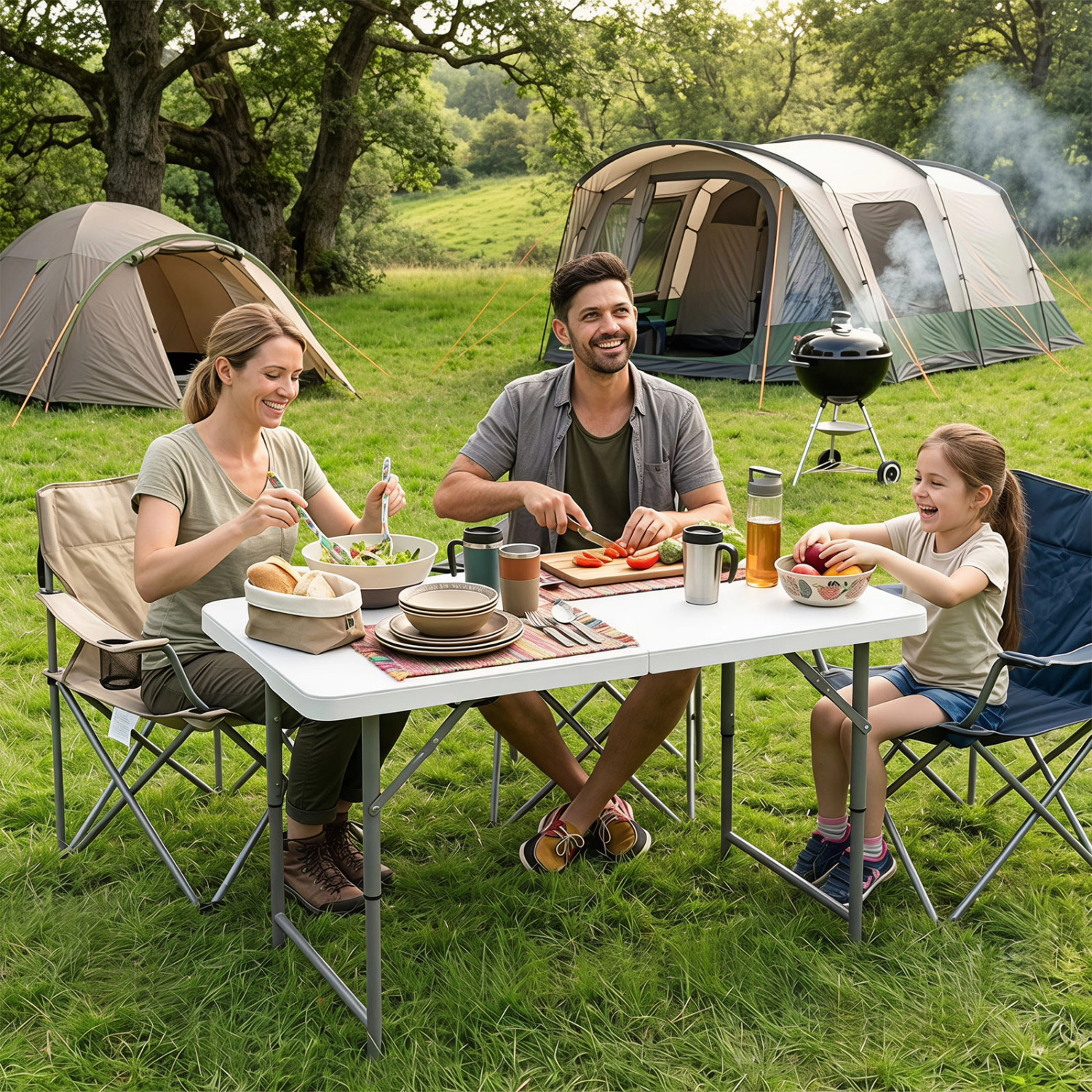 LJG 4 Feet Portable Camping Table with HDPE Tabletop and Metal Legs
