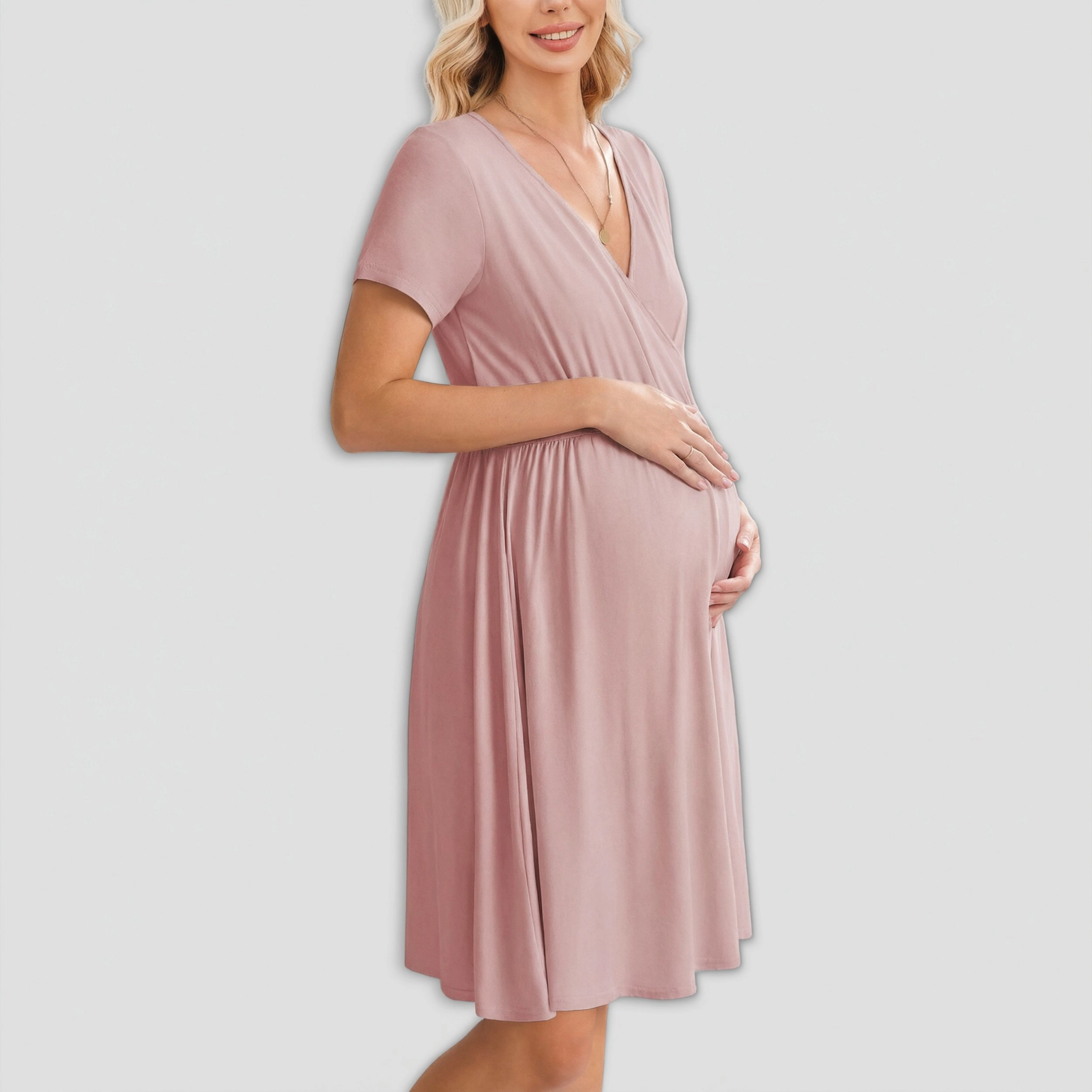 Ekouaer Labor and Delivery Gown Split Front Flap Maternity Hospital Dress Nursing Nightgown