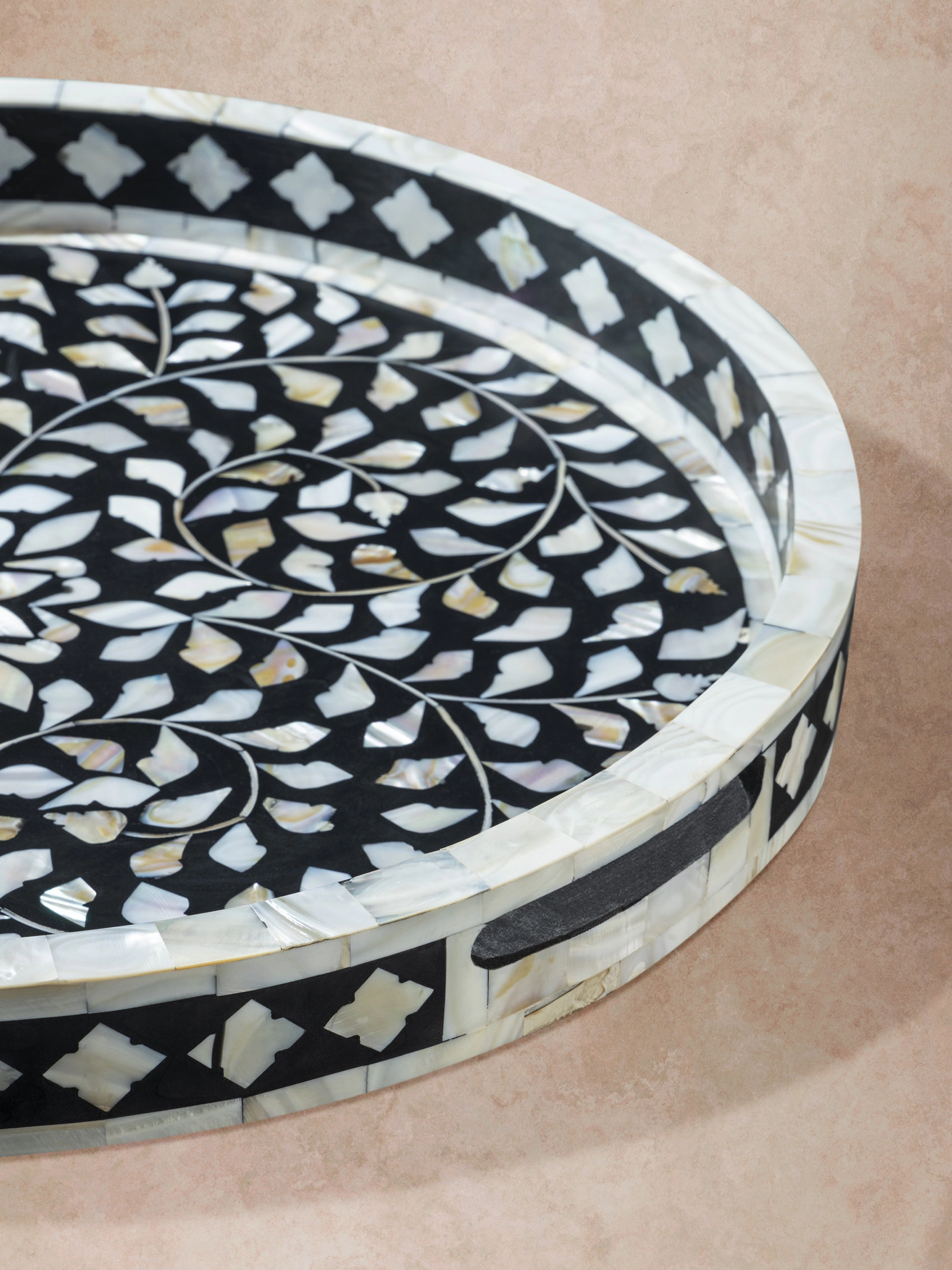 GAURI KOHLI Jodhpur Mother of Pearl Decorative Tray, Blue