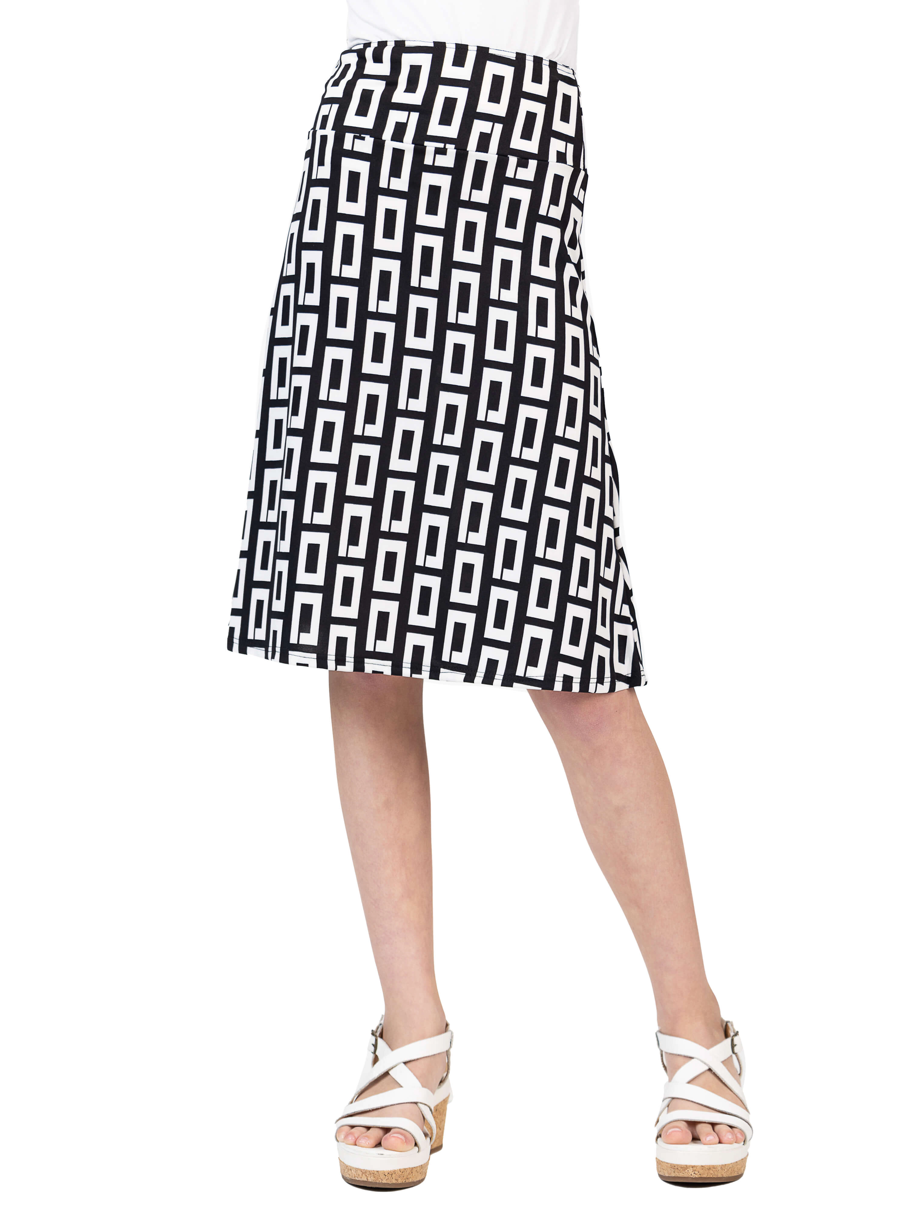 24sevenKid Essential Girls Black and White Knee Length Skirt