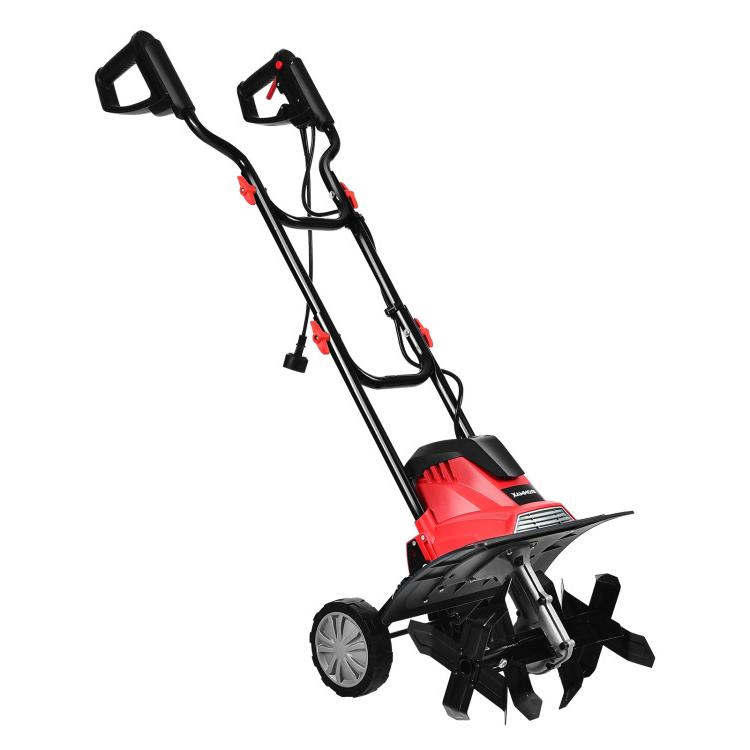SUGIFT 14 in Corded Electric Tiller and Cultivator Red with 9 in Tilling Depth