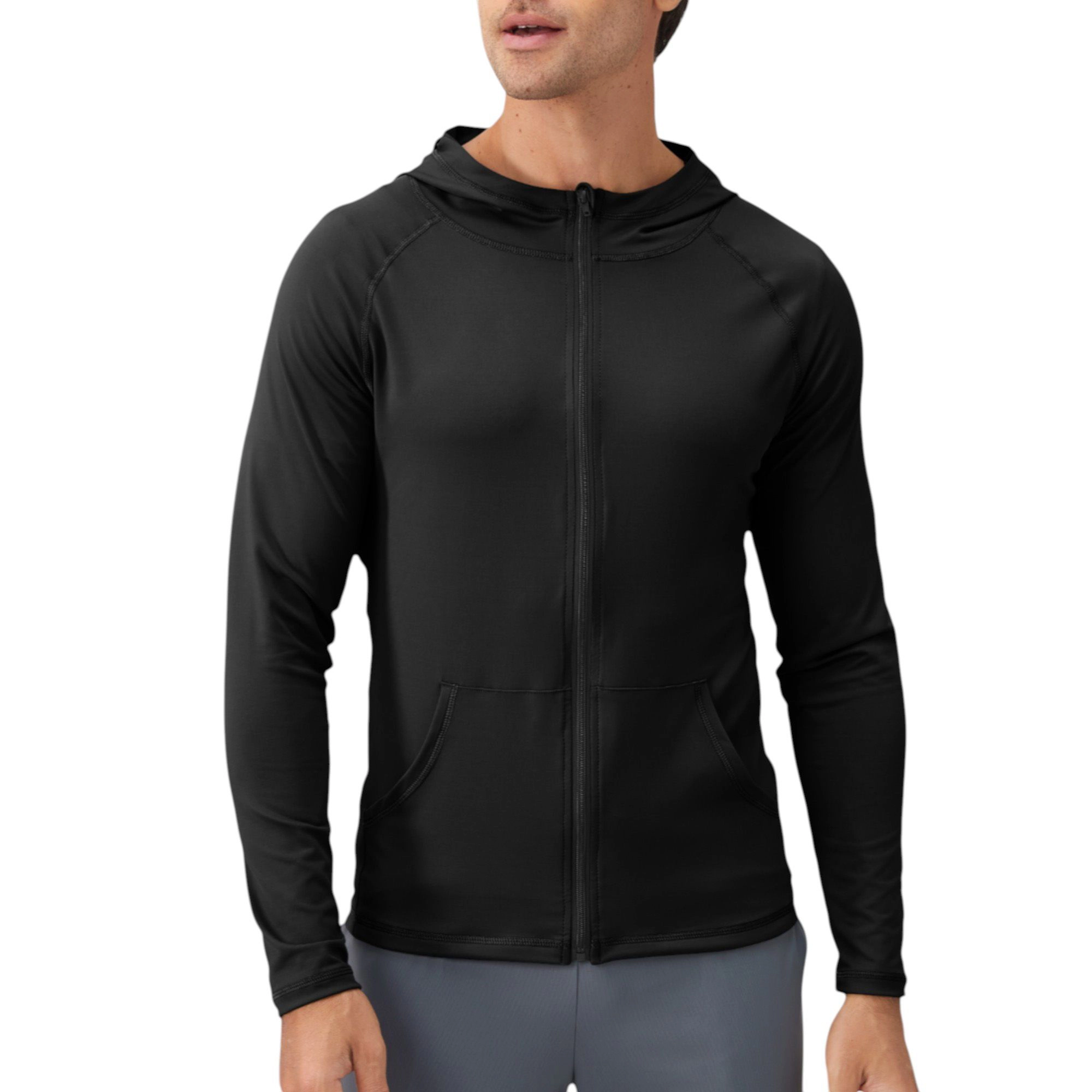 Anna-Kaci Men's Fitted Full-Zip Hooded Jacket with Front Pockets and Long Sleeves